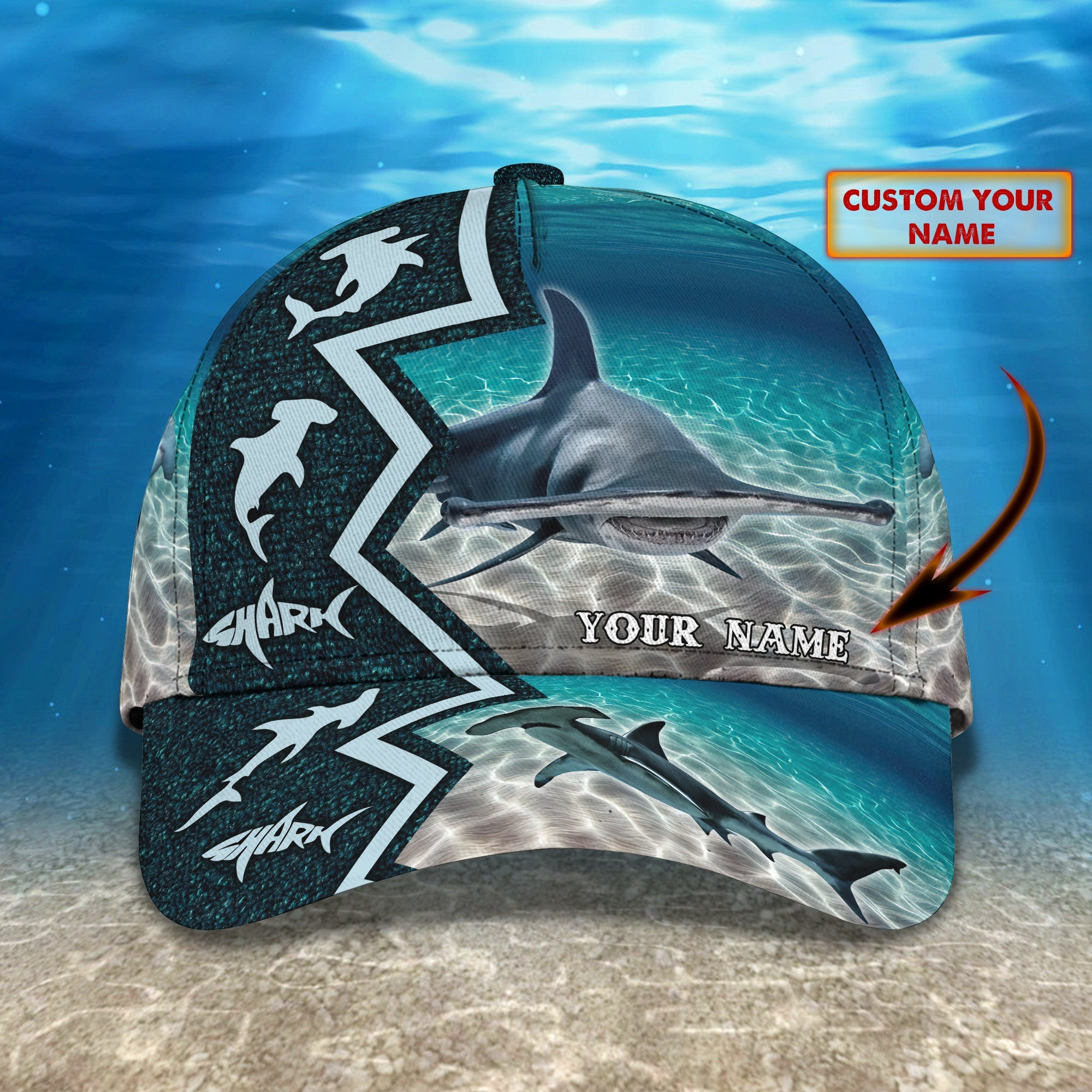 Adeenyc Custom Classic Cap Baseball Cap Hat Baseball Cap Hat- Personalized Hammerhead Shark Design Hats Gifts for men & women Adeenyc.com