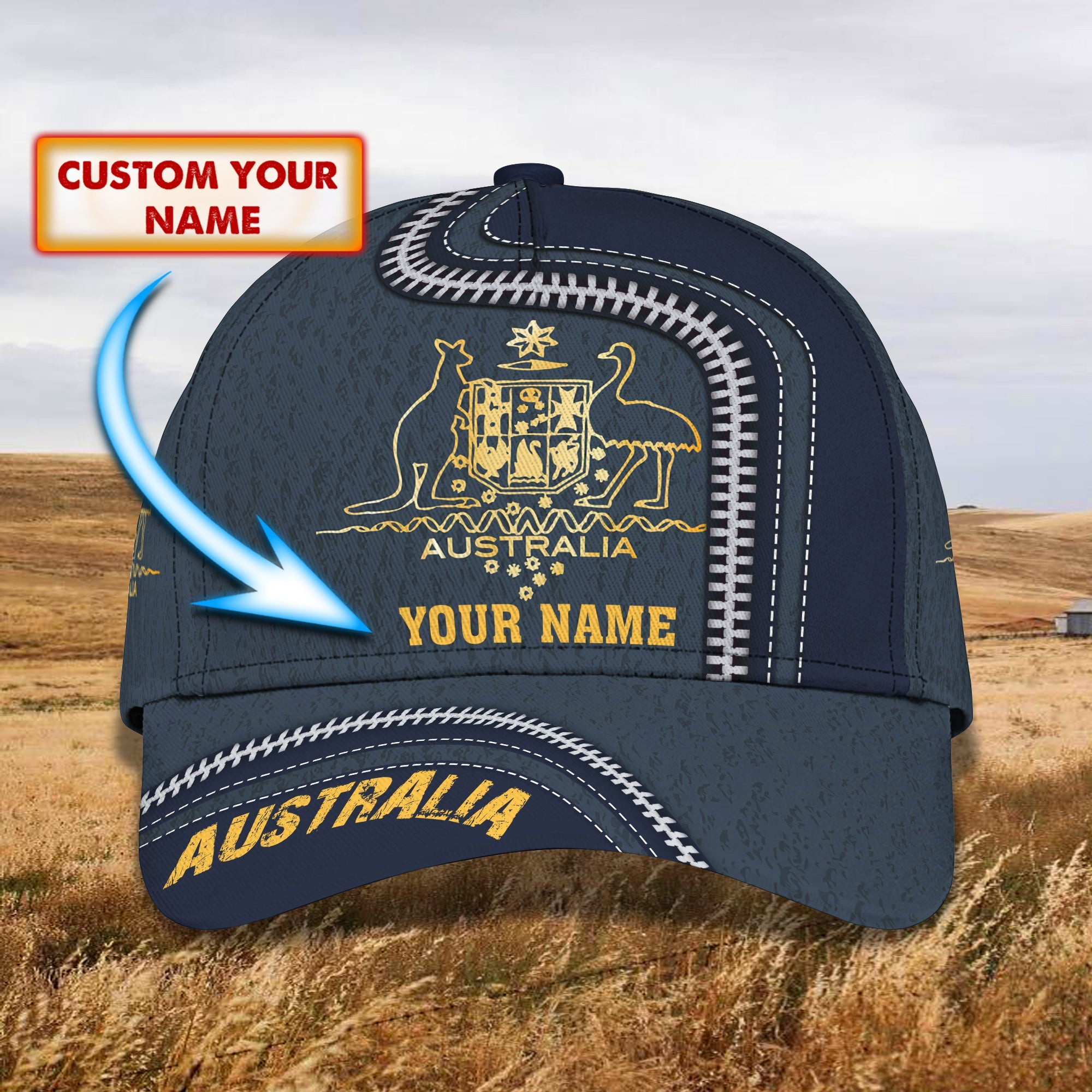 Adeenyc Custom Classic Cap Baseball Cap Hat Baseball Cap Hat- Personalized Name - Australia Hats Gifts for men & women Adeenyc.com