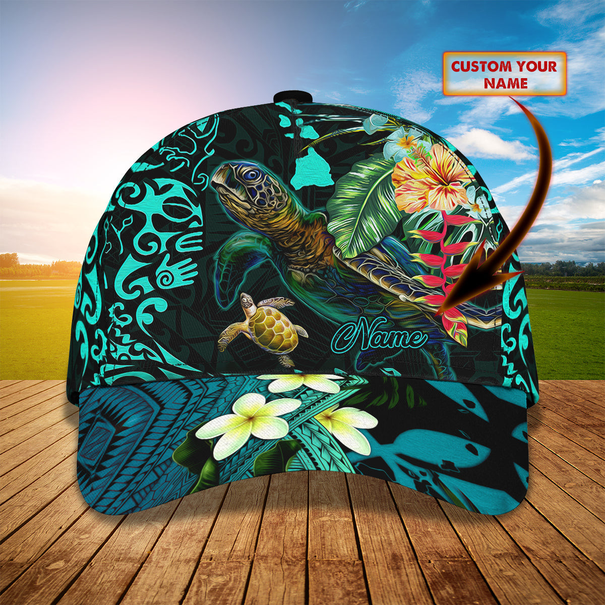 Adeenyc Custom Classic Cap Baseball Cap Hat Baseball Cap Hat- Personalized Name - Kanaka Maoli Turtle Hats Gifts for men & women Adeenyc.com