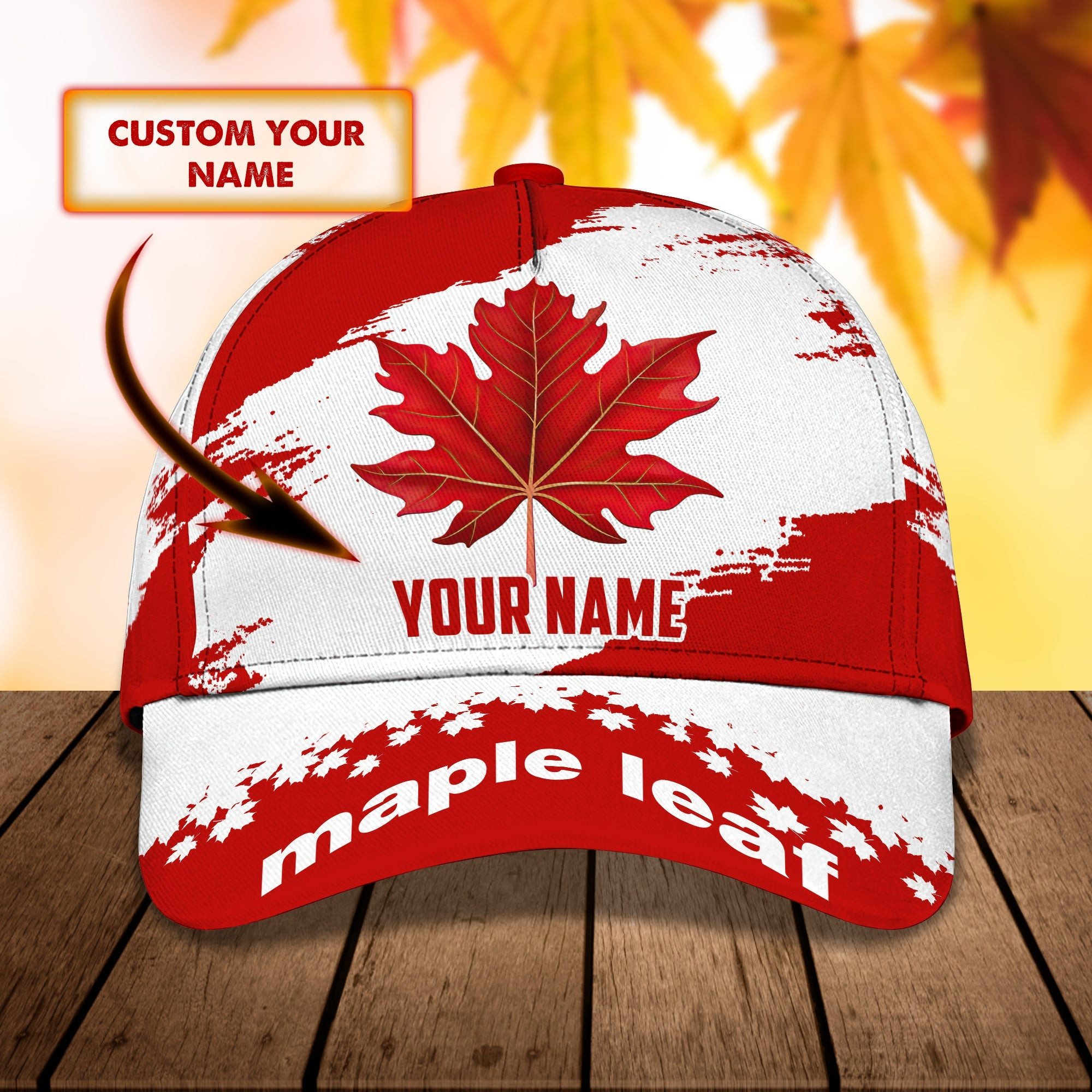 Adeenyc Custom Classic Cap Baseball Cap Hat Baseball Cap Hat- Personalized Name - Maple Leaf Design Hats Gifts for men & women Adeenyc.com
