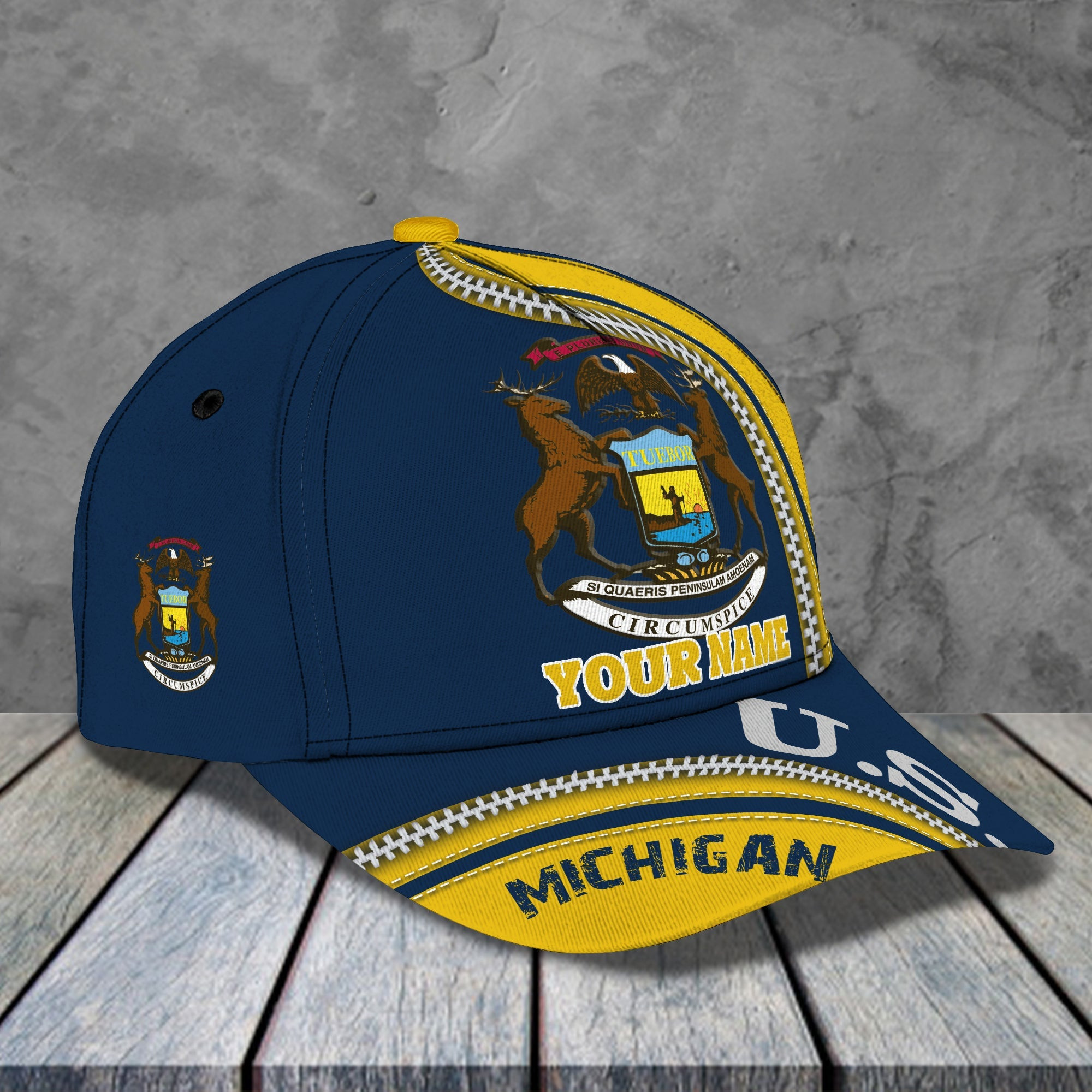 Adeenyc Custom Classic Cap Baseball Cap Hat Baseball Cap Hat- Personalized Name - Michigan Hats Gifts for men & women Adeenyc.com