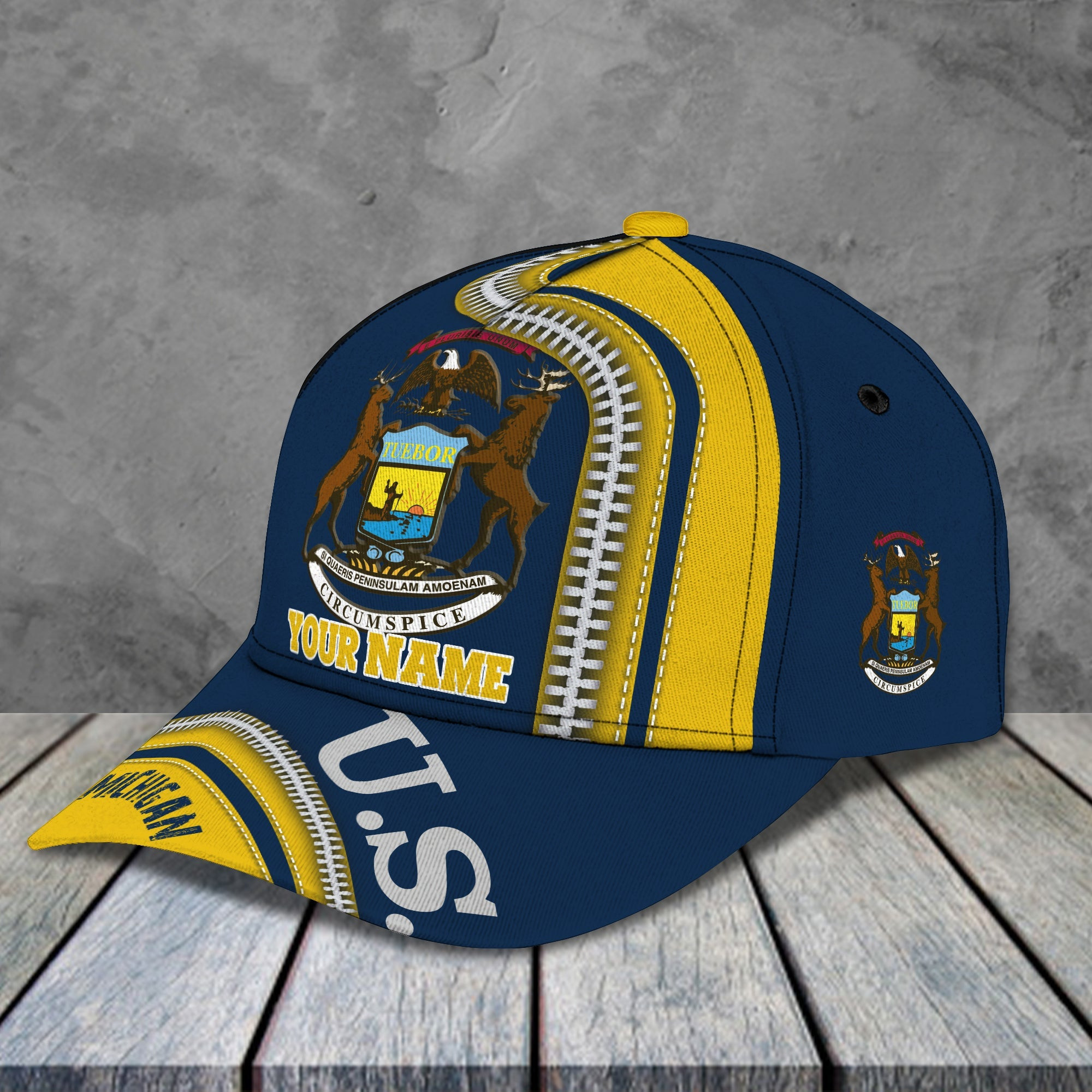 Adeenyc Custom Classic Cap Baseball Cap Hat Baseball Cap Hat- Personalized Name - Michigan Hats Gifts for men & women Adeenyc.com