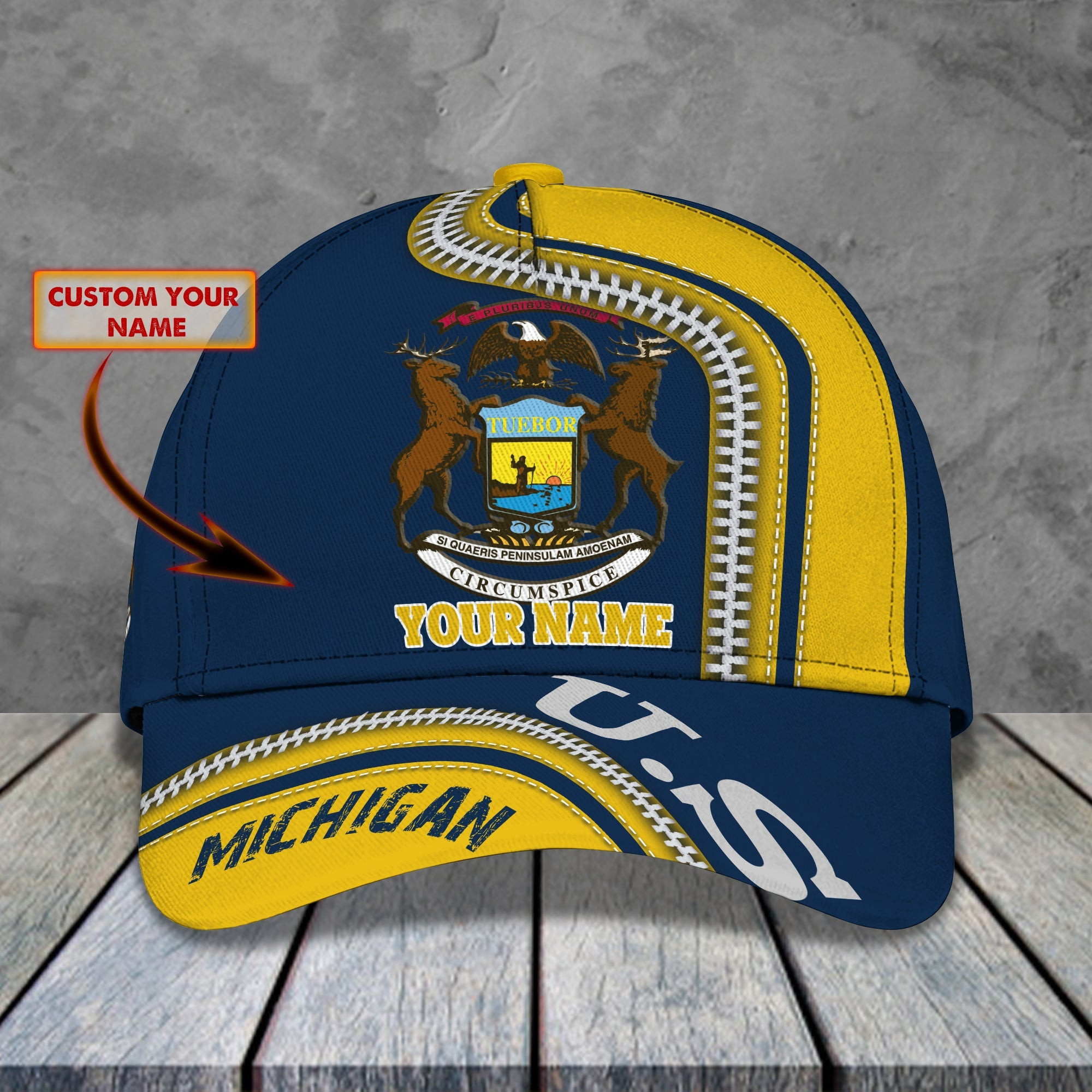 Adeenyc Custom Classic Cap Baseball Cap Hat Baseball Cap Hat- Personalized Name - Michigan Hats Gifts for men & women Adeenyc.com