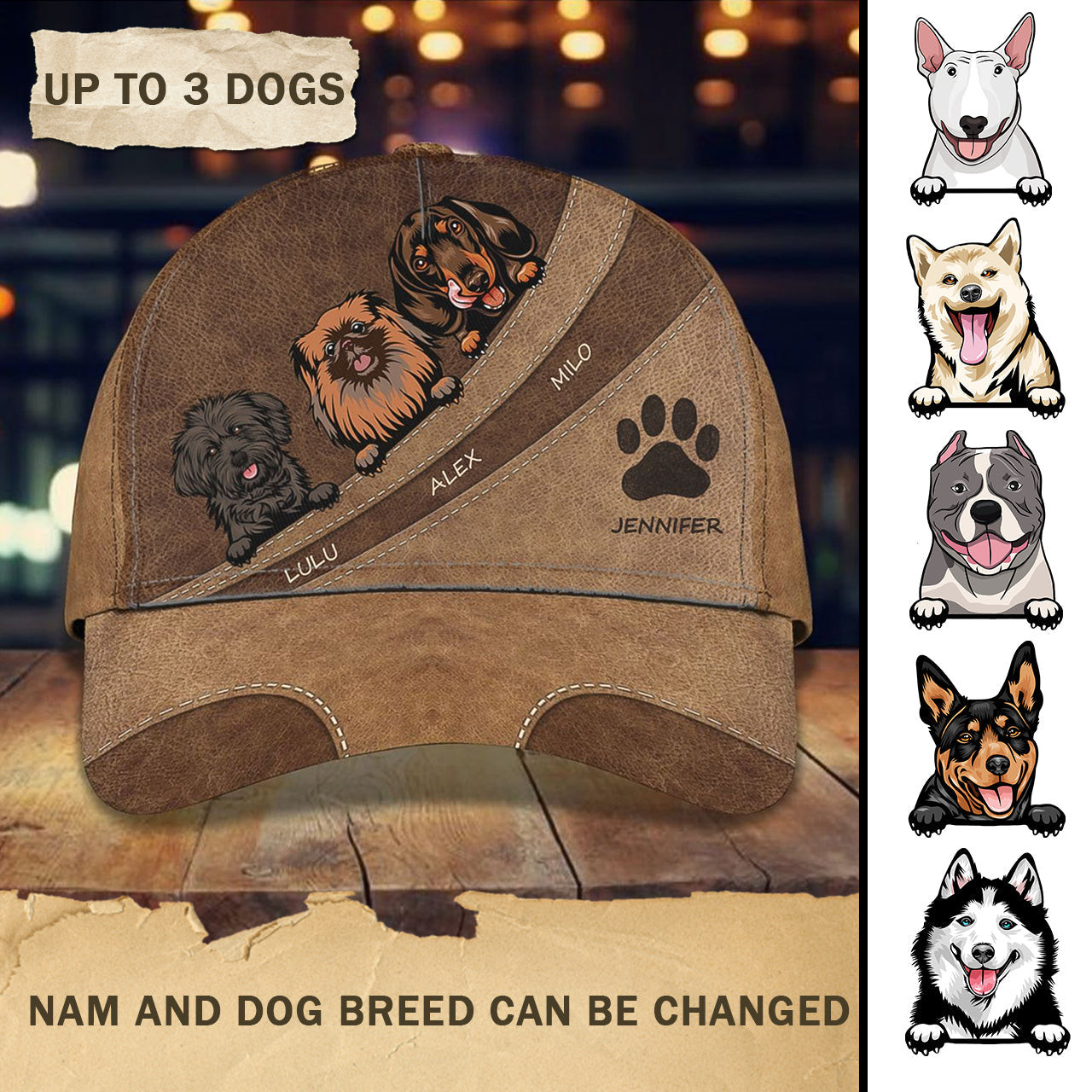 Adeenyc Custom Classic Cap Baseball Cap Hat Baseball Cap Hat- Personalized Name - Perfect Gift For Dog Lovers Hats Gifts for men & women Adeenyc.com