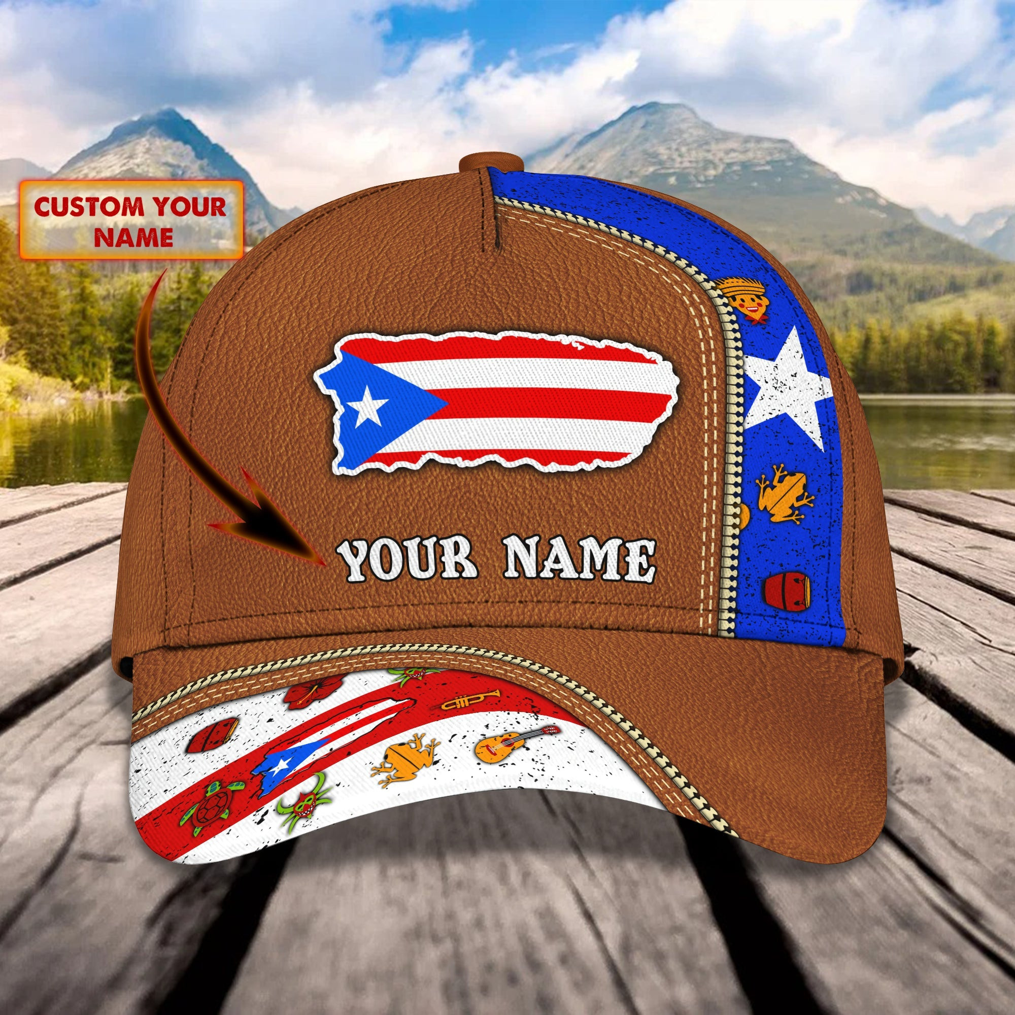 Adeenyc Custom Classic Cap Baseball Cap Hat Baseball Cap Hat- Personalized Name - Puerto Rico Hats Gifts for men & women Adeenyc.com
