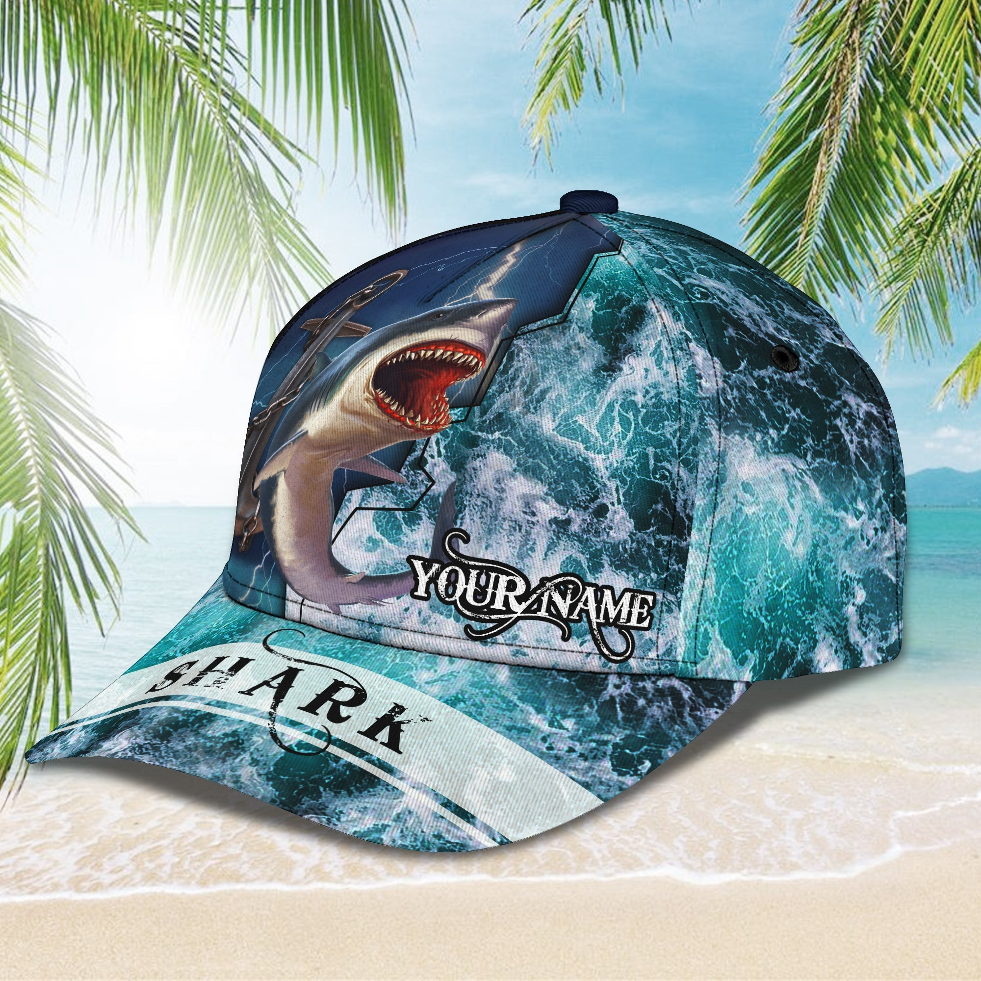 Adeenyc Custom Classic Cap Baseball Cap Hat Baseball Cap Hat- Personalized Name - Shark Design Hats Gifts for men & women Adeenyc.com