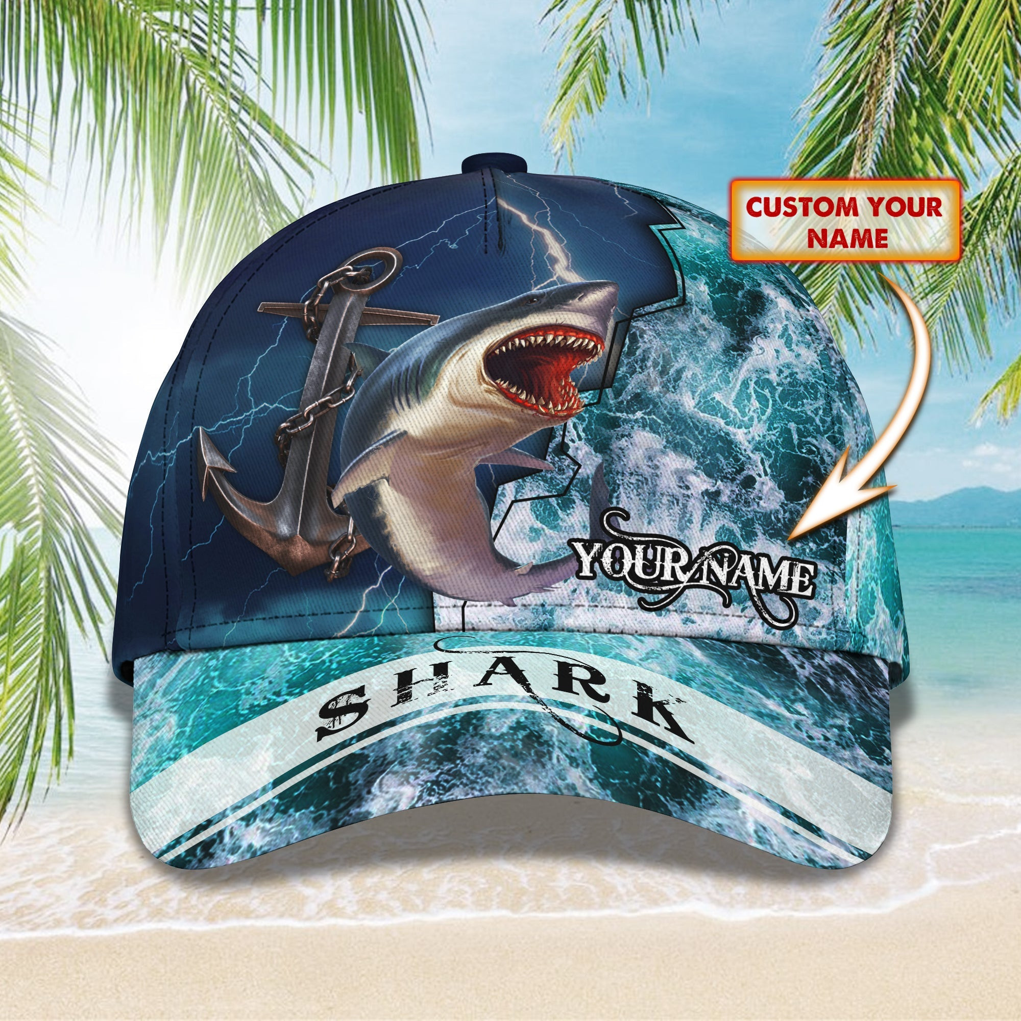 Adeenyc Custom Classic Cap Baseball Cap Hat Baseball Cap Hat- Personalized Name - Shark Design Hats Gifts for men & women Adeenyc.com