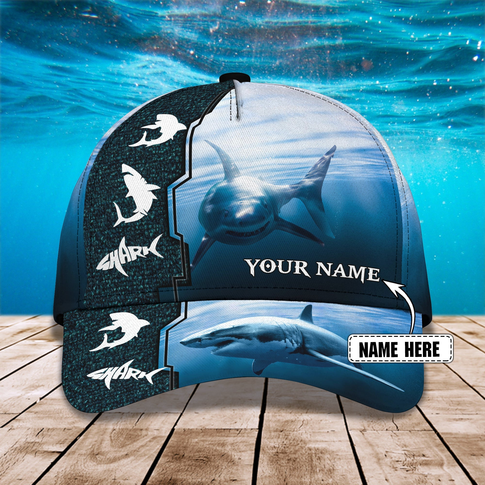 Adeenyc Custom Classic Cap Baseball Cap Hat Baseball Cap Hat- Personalized Name - Shark Design Hats Gifts for men & women Adeenyc.com
