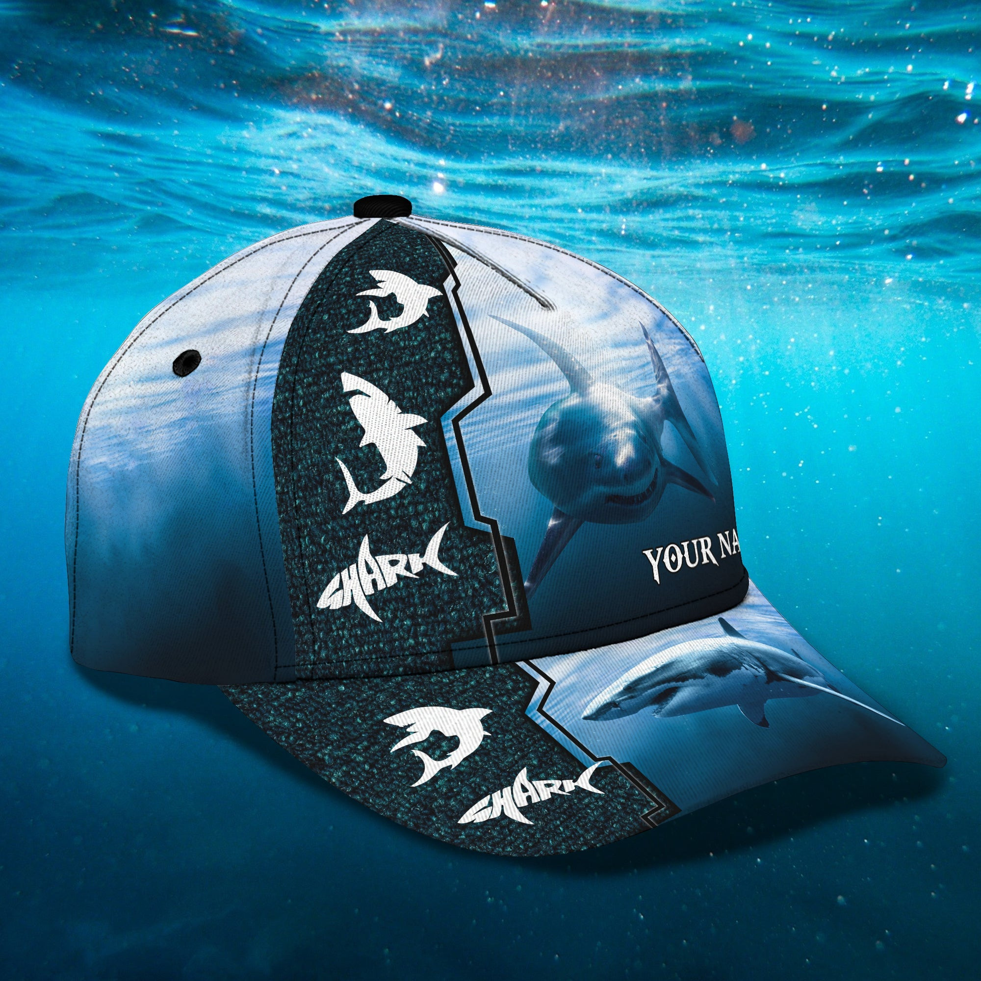 Adeenyc Custom Classic Cap Baseball Cap Hat Baseball Cap Hat- Personalized Name - Shark Design Hats Gifts for men & women Adeenyc.com