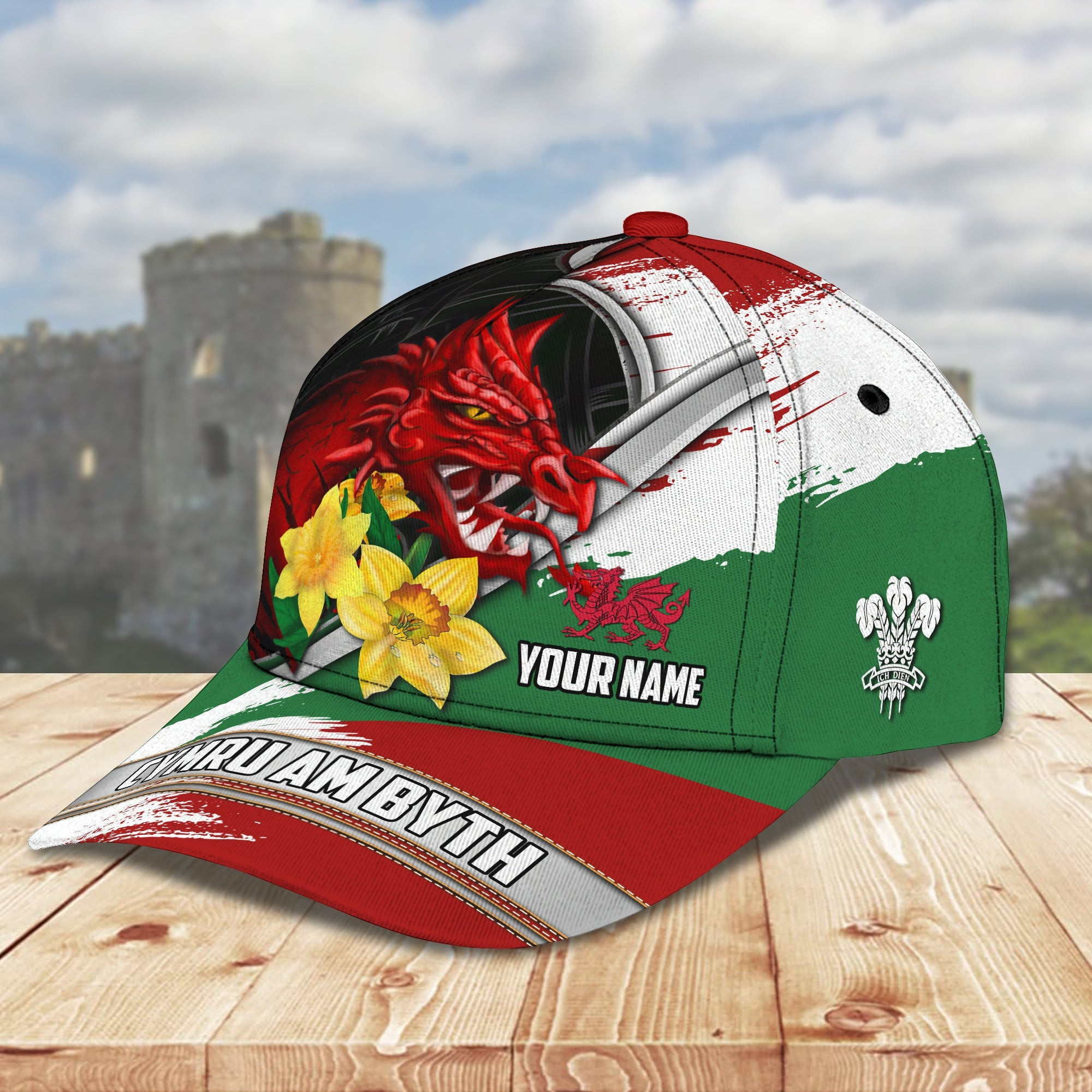 Adeenyc Custom Classic Cap Baseball Cap Hat Baseball Cap Hat- Personalized Name - Wales (Cymru) Hats Gifts for men & women Adeenyc.com