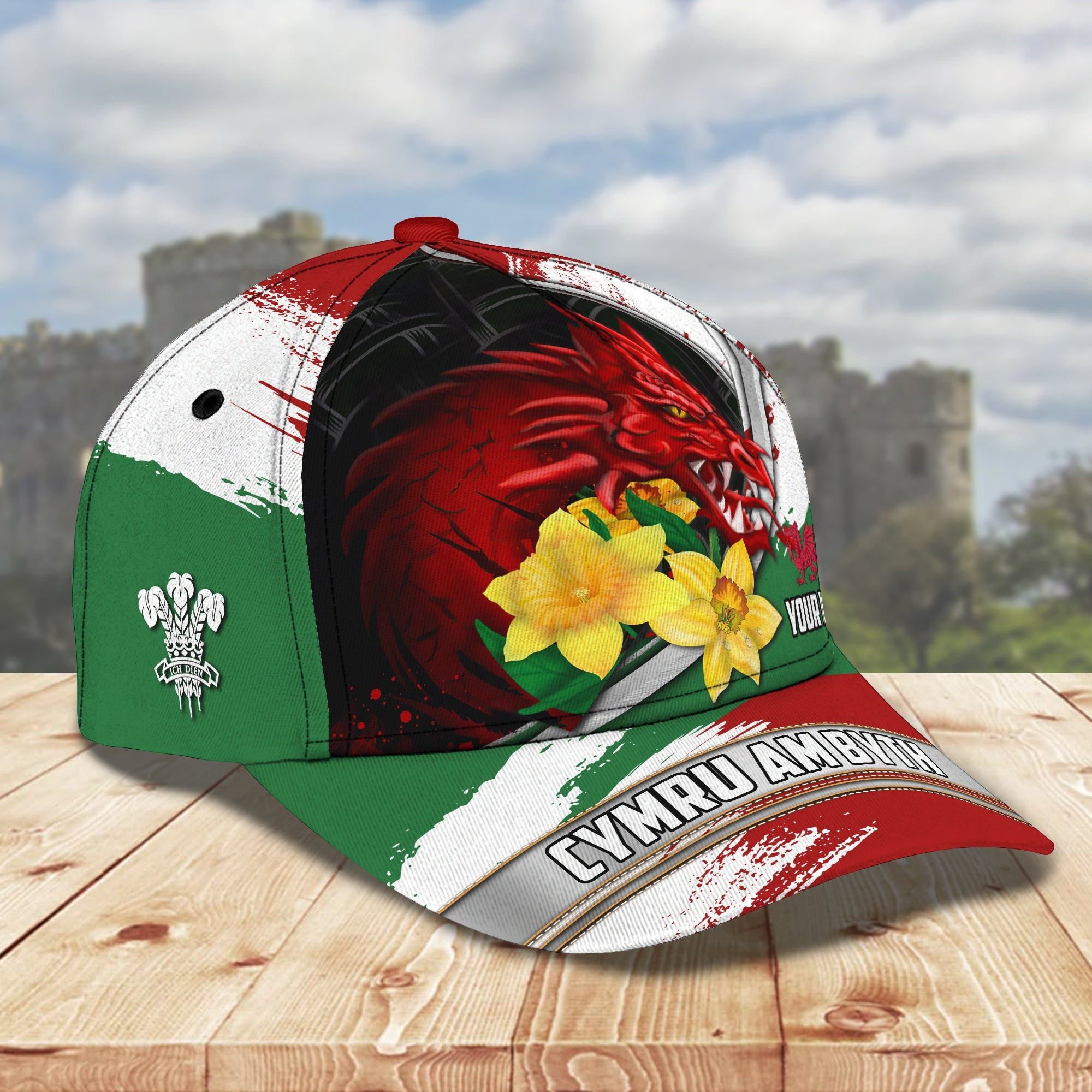 Adeenyc Custom Classic Cap Baseball Cap Hat Baseball Cap Hat- Personalized Name - Wales (Cymru) Hats Gifts for men & women Adeenyc.com