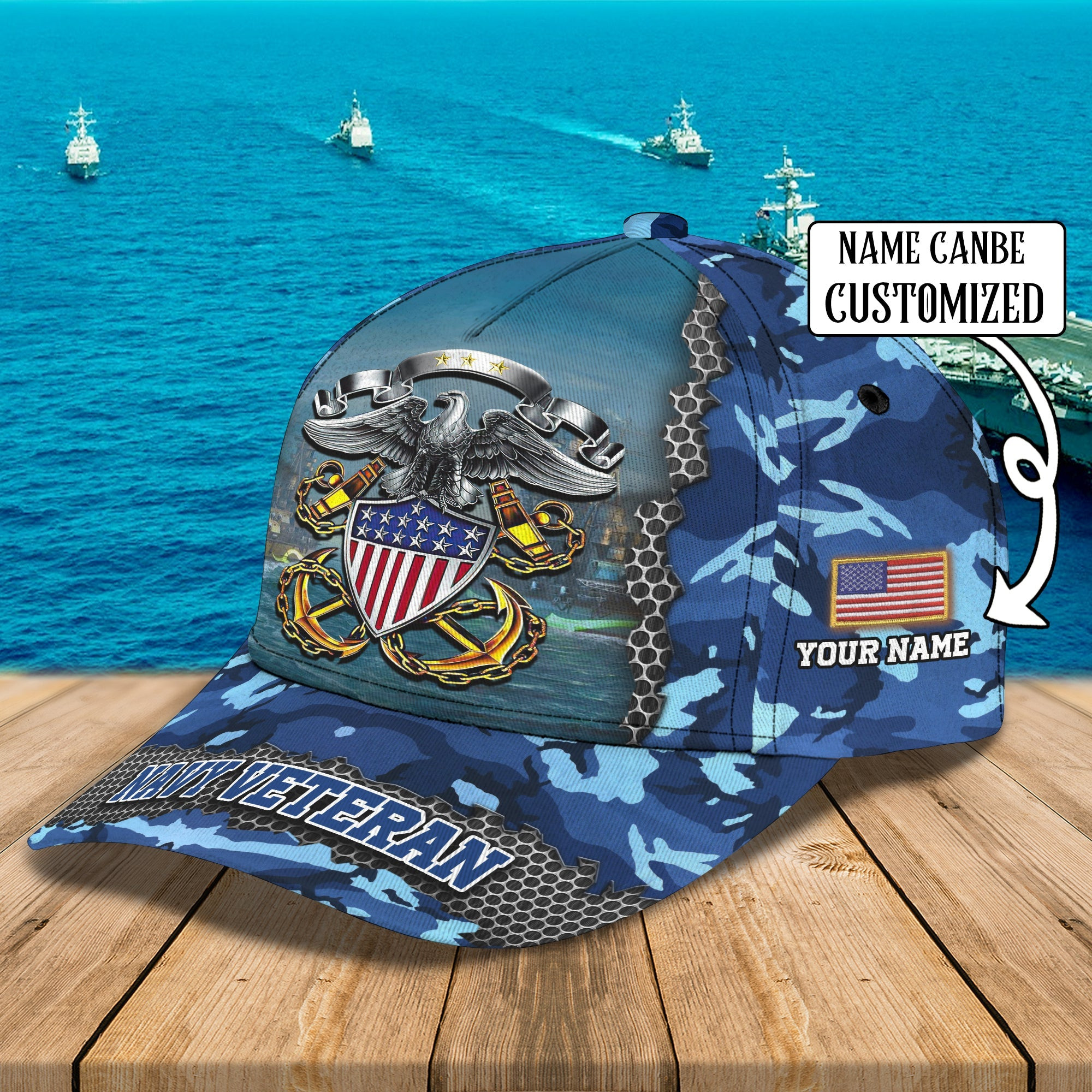 Adeenyc Custom Classic Cap Baseball Cap Hat Baseball Cap Hat- Personalized Navy Veteran Cap Hats Gifts for men & women Adeenyc.com