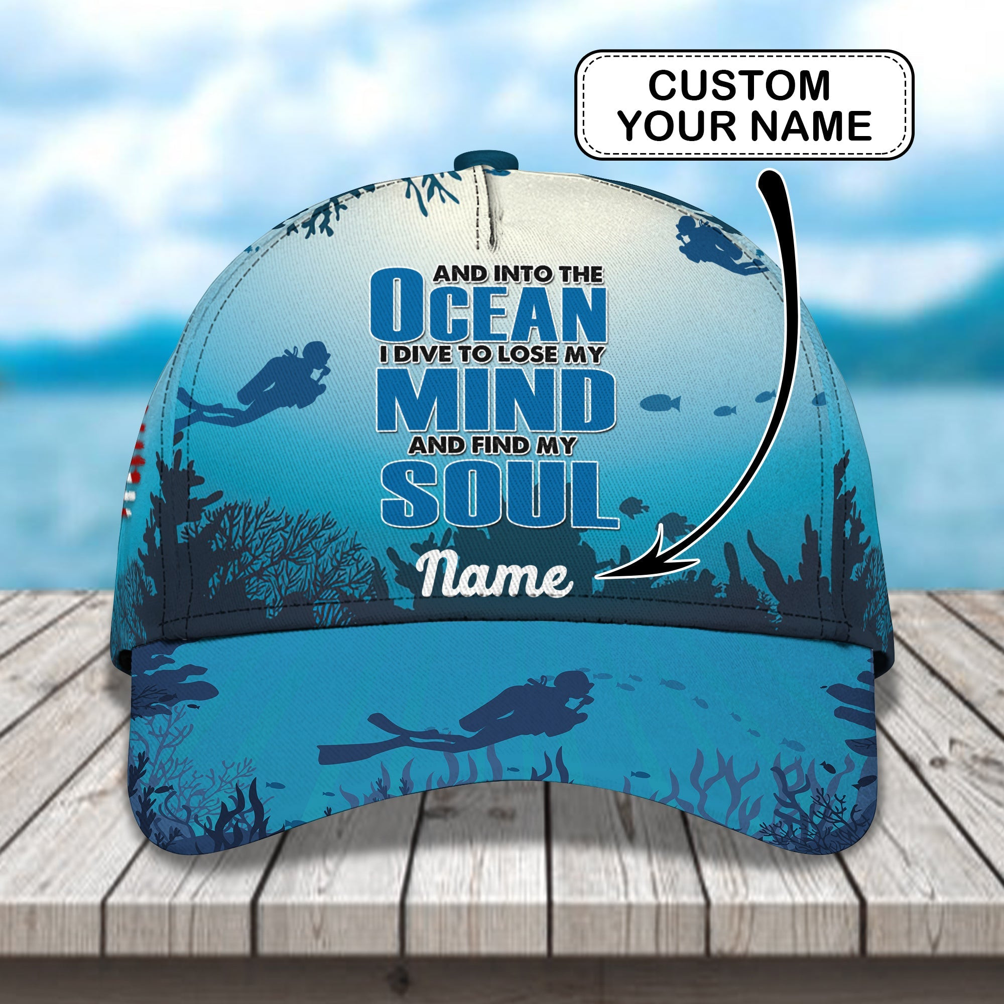Adeenyc Custom Classic Cap Baseball Cap Hat Baseball Cap Hat- Personalized Ocean Name Cap Hats Gifts for men & women Adeenyc.com