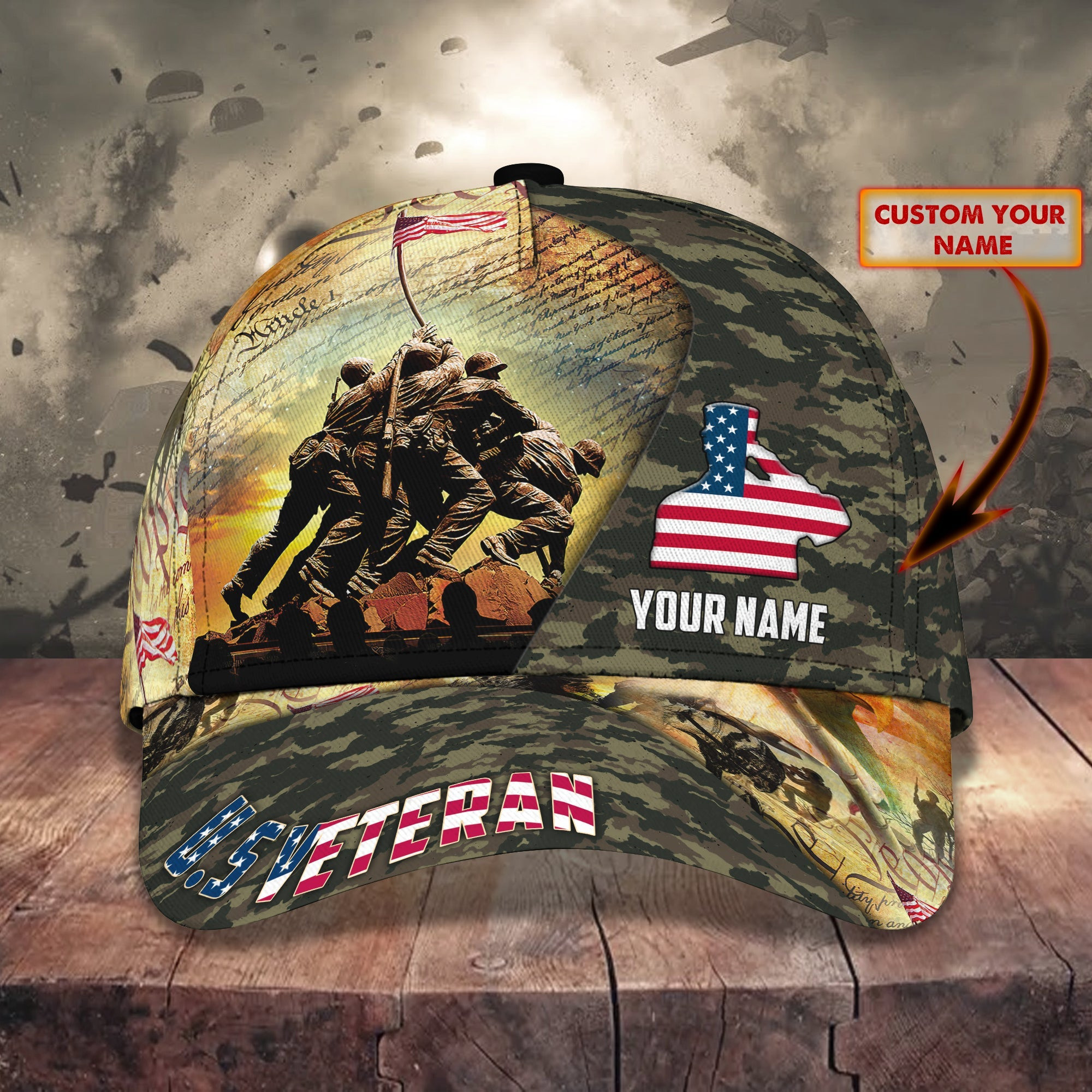 Adeenyc Custom Classic Cap Baseball Cap Hat Baseball Cap Hat- Personalized U.S. Veteran Cap Hats Gifts for men & women Adeenyc.com