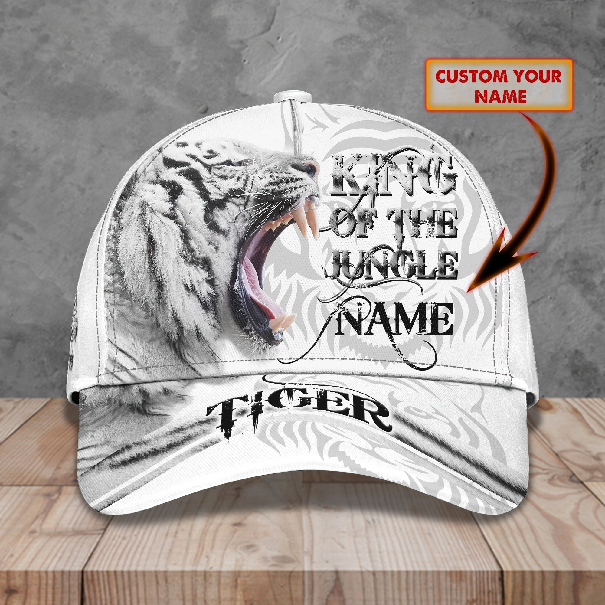 Adeenyc Custom Classic Cap Baseball Cap Hat Baseball Cap Hat- Personalized White Tiger Name Hat Hats Gifts for men & women Adeenyc.com