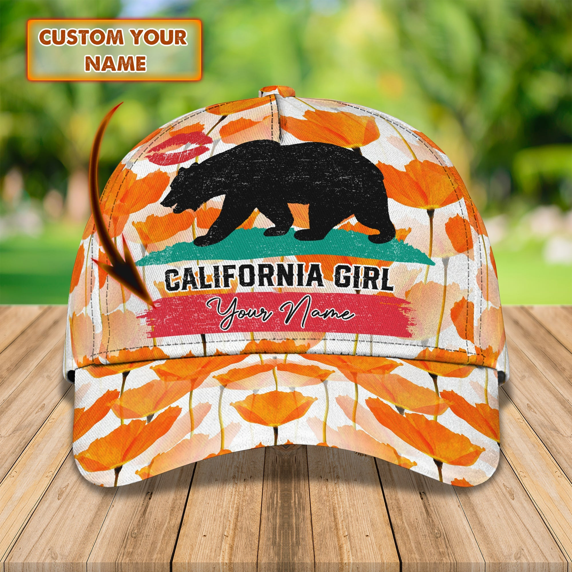 Adeenyc Custom Classic Cap Baseball Cap Hat Baseball Cap HatCalifornia Bear Girl - Personalized Name - California Girl Gift Hats Gifts for men & women Adeenyc.com