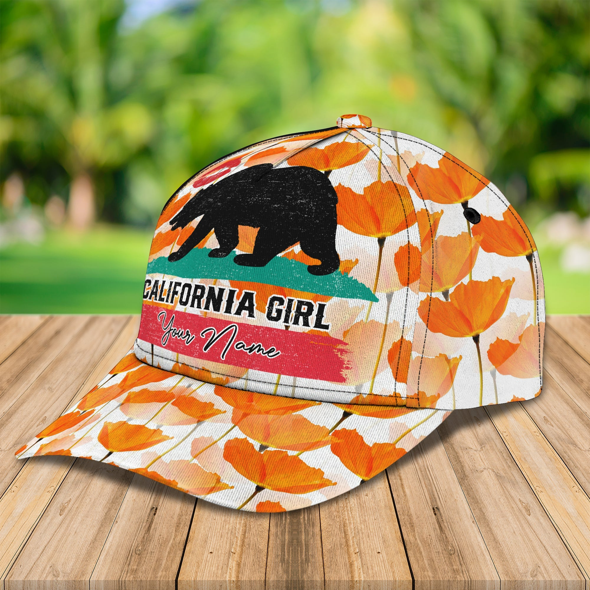 Adeenyc Custom Classic Cap Baseball Cap Hat Baseball Cap HatCalifornia Bear Girl - Personalized Name - California Girl Gift Hats Gifts for men & women Adeenyc.com