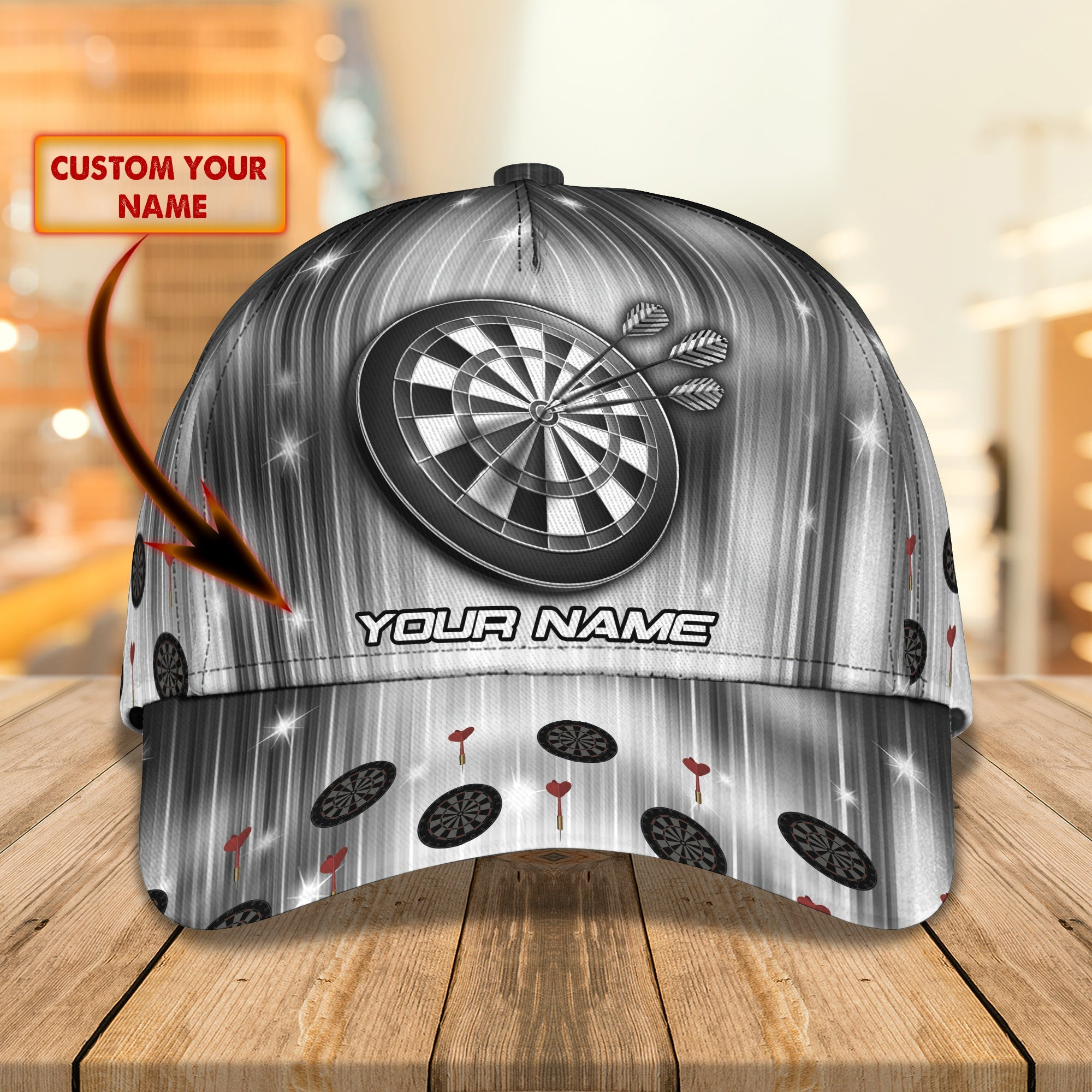 Adeenyc Custom Classic Cap Baseball Cap Hat Baseball Cap HatSilver Hat Dart Player Gift - Personalized Name Hats Gifts for men & women Adeenyc.com