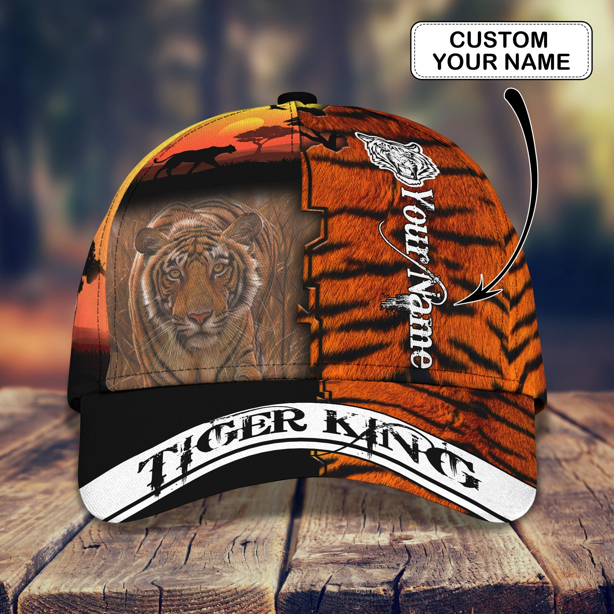 Adeenyc Custom Classic Cap Baseball Cap Hat Baseball Cap HatTiger King - Personalized Name Gift for Men Gift for Tiger Lover Hats Gifts for men & women Adeenyc.com