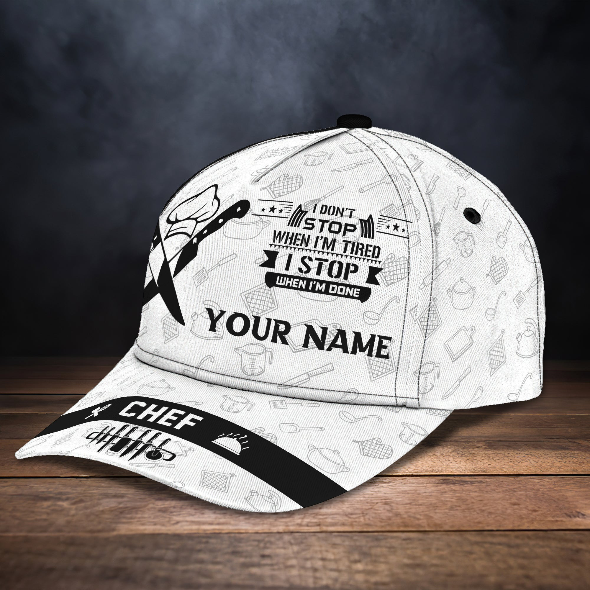 Adeenyc Custom Classic Chef Cap - Personalized Name Hats Gifts for men & women Adeenyc.com