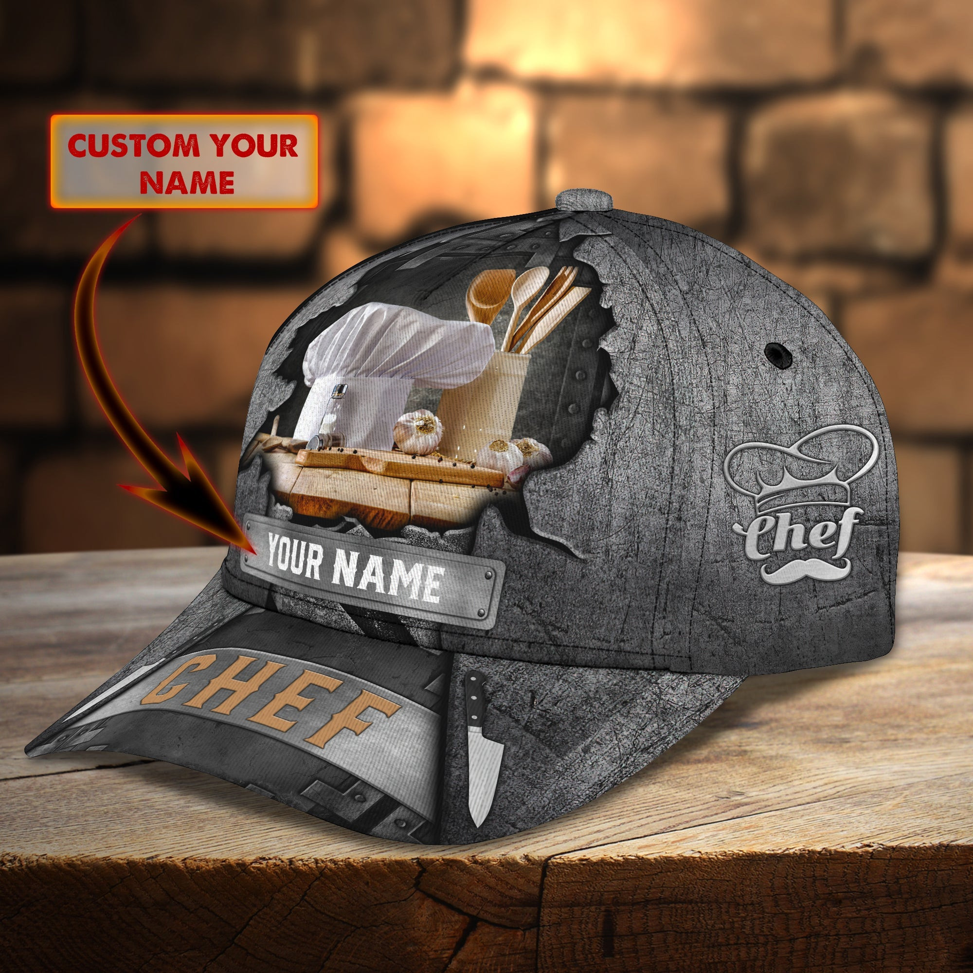 Adeenyc Custom Classic Chef Cap - Personalized Name Cap Hats Gifts for men & women Adeenyc.com