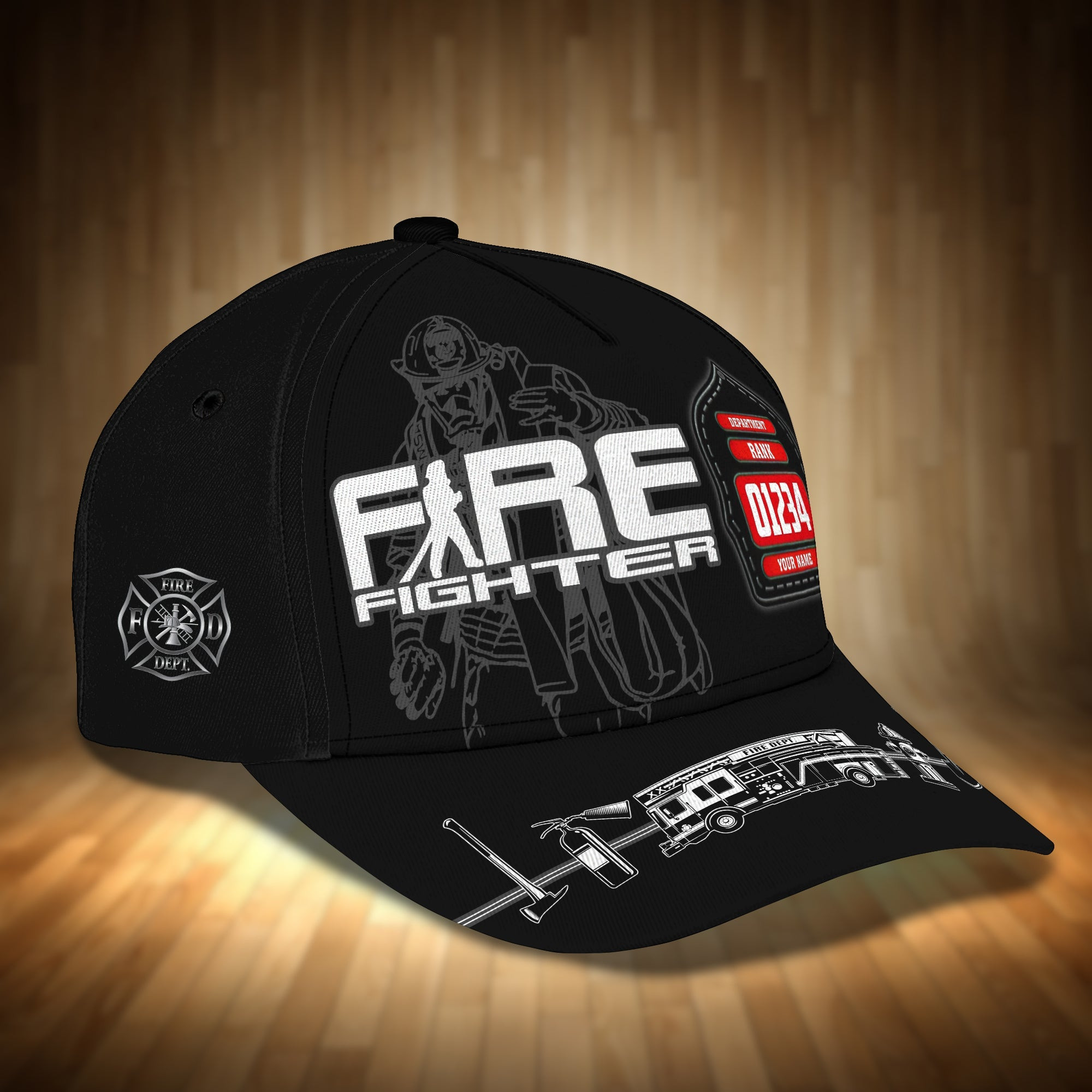 Adeenyc Custom Classic Firefighter Cap - Personalized Fireman Hat Hats Gifts for men & women Adeenyc.com