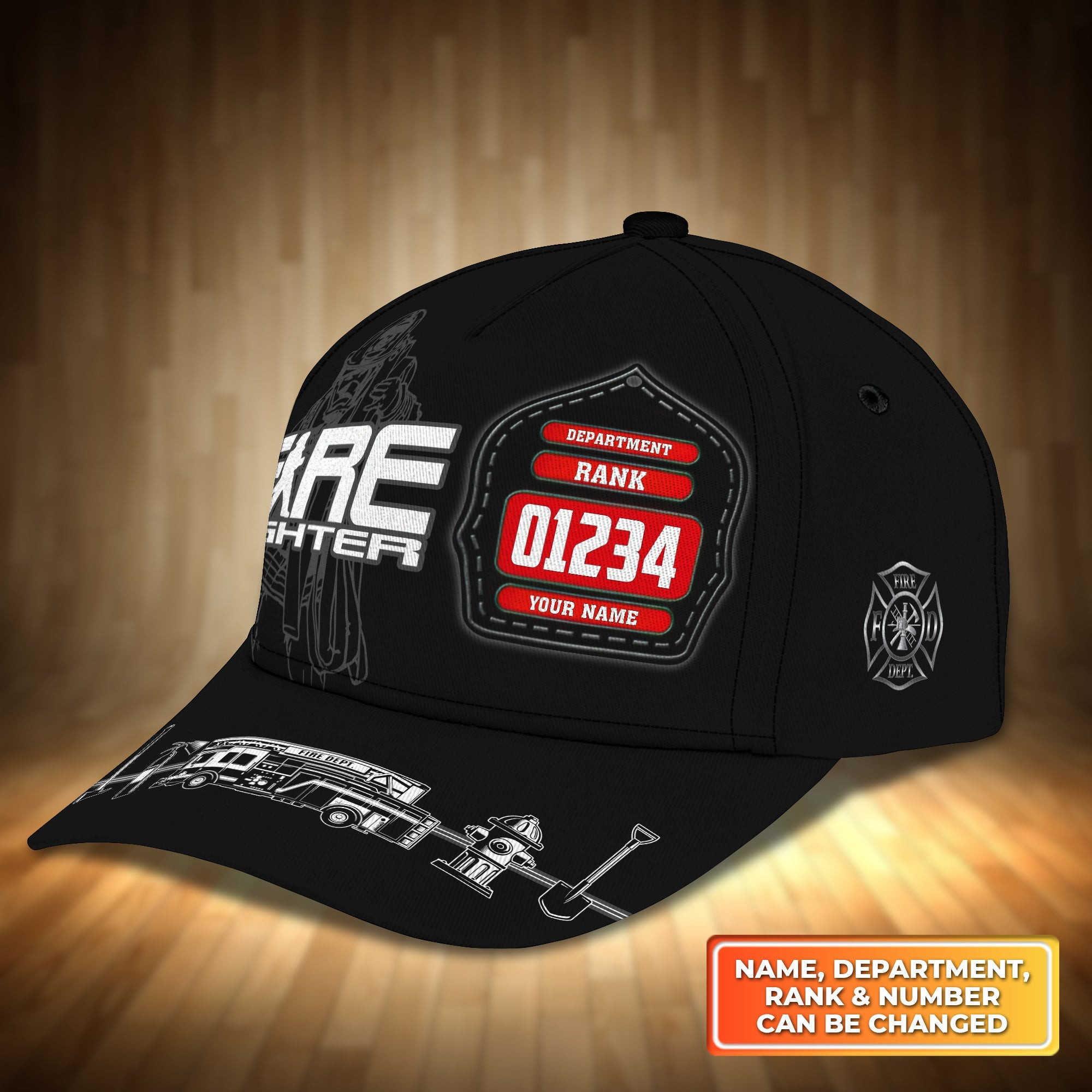 Adeenyc Custom Classic Firefighter Cap - Personalized Fireman Hat Hats Gifts for men & women Adeenyc.com