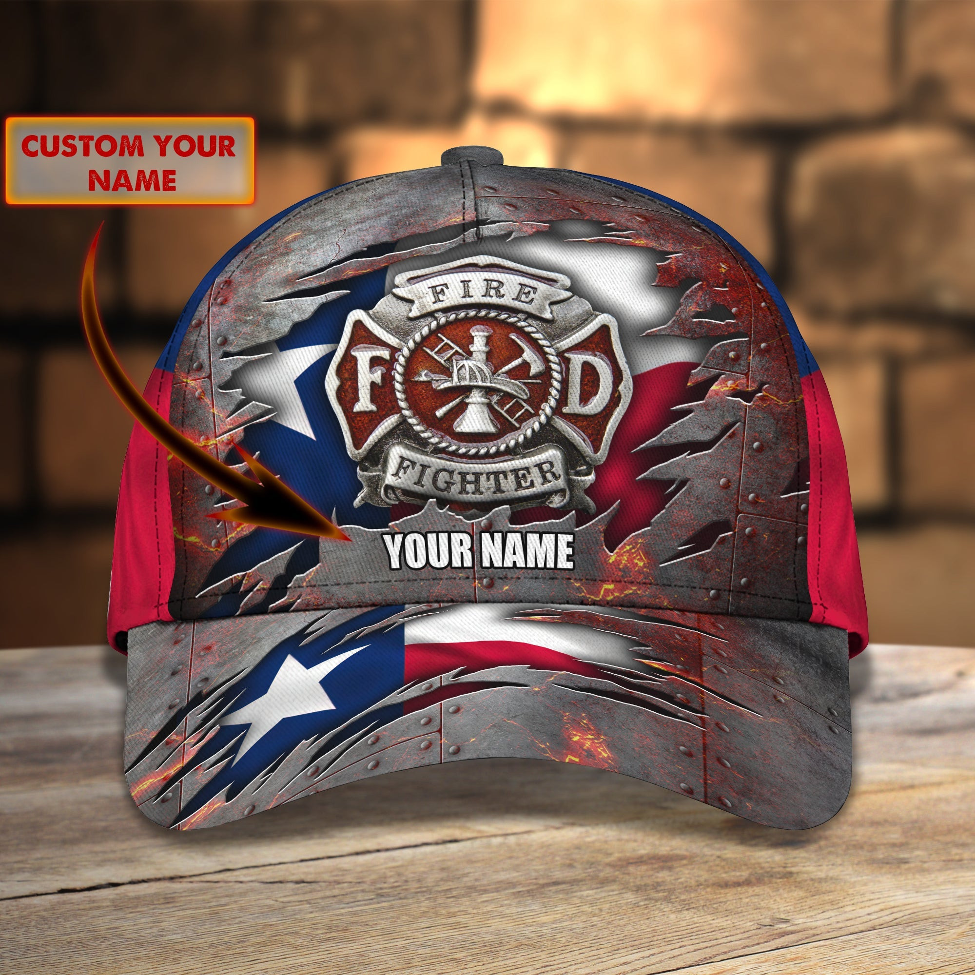 Adeenyc Custom Classic Firefighter Cap - Personalized Texas Fireman Hat Hats Gifts for men & women Adeenyc.com