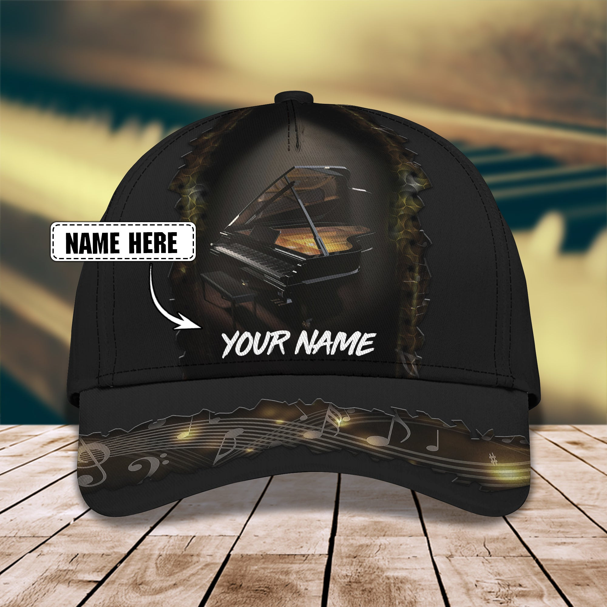 Adeenyc Custom Classic Piano Cap - Personalized Gift For Music Lovers Hats Gifts for men & women Adeenyc.com