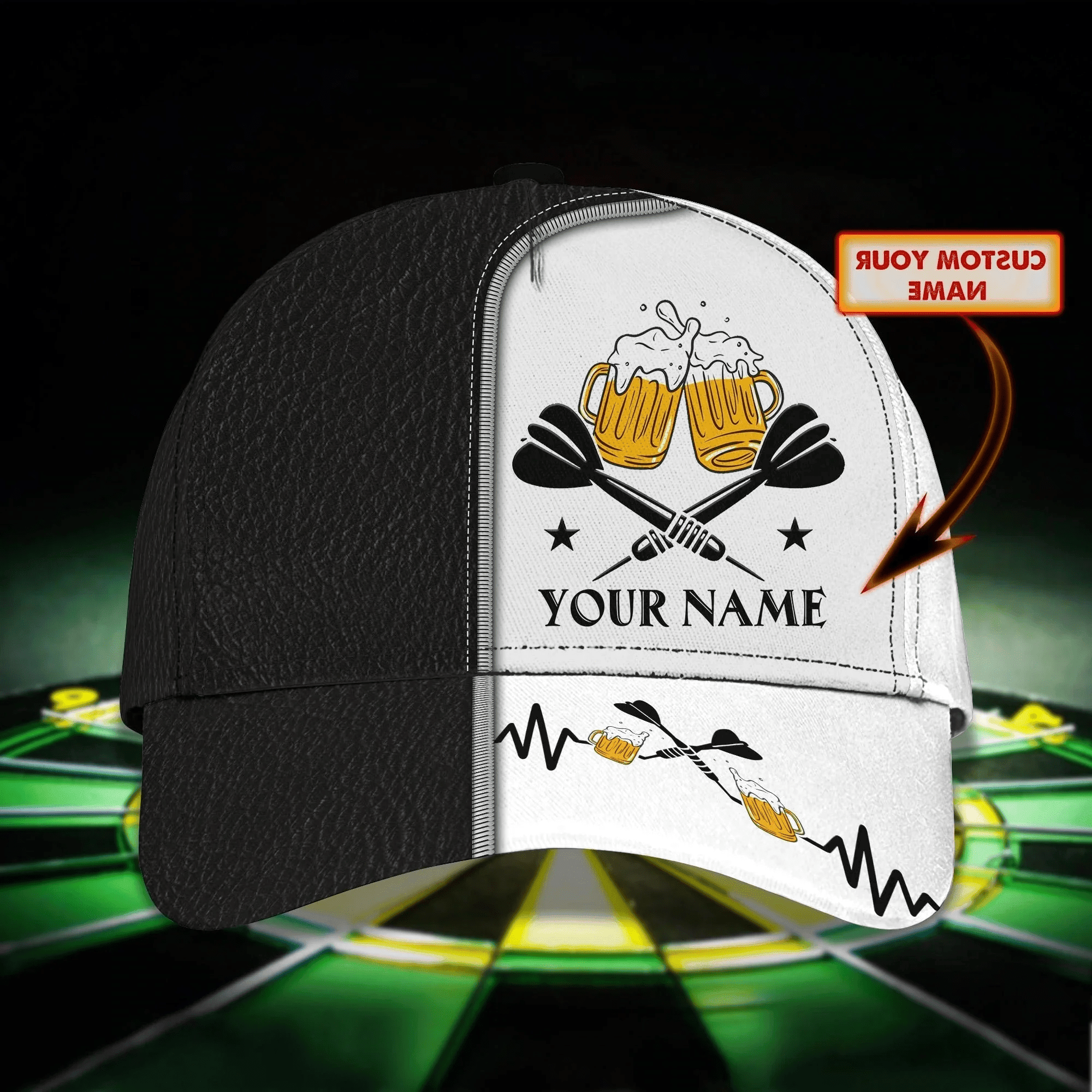 Adeenyc Custom Cool Dart Cap For Dart Boy Girl, Dart And Beer Baseball 3D Cap Hat, To Husband Darter Cap Hat Trucker Hats Custom Hats Gifts For Men & Women