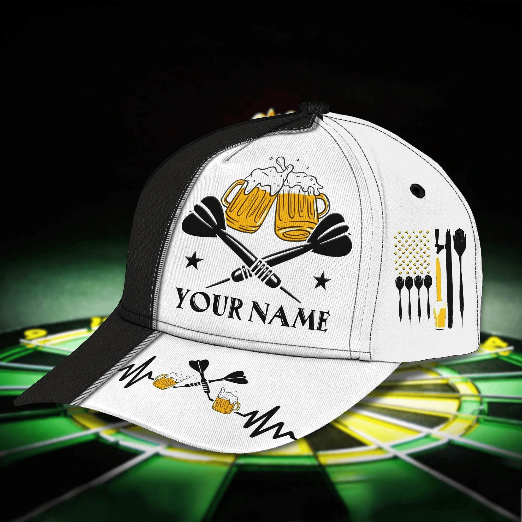 Adeenyc Custom Cool Dart Cap For Dart Boy Girl, Dart And Beer Baseball 3D Cap Hat, To Husband Darter Cap Hat Trucker Hats Custom Hats Gifts For Men & Women