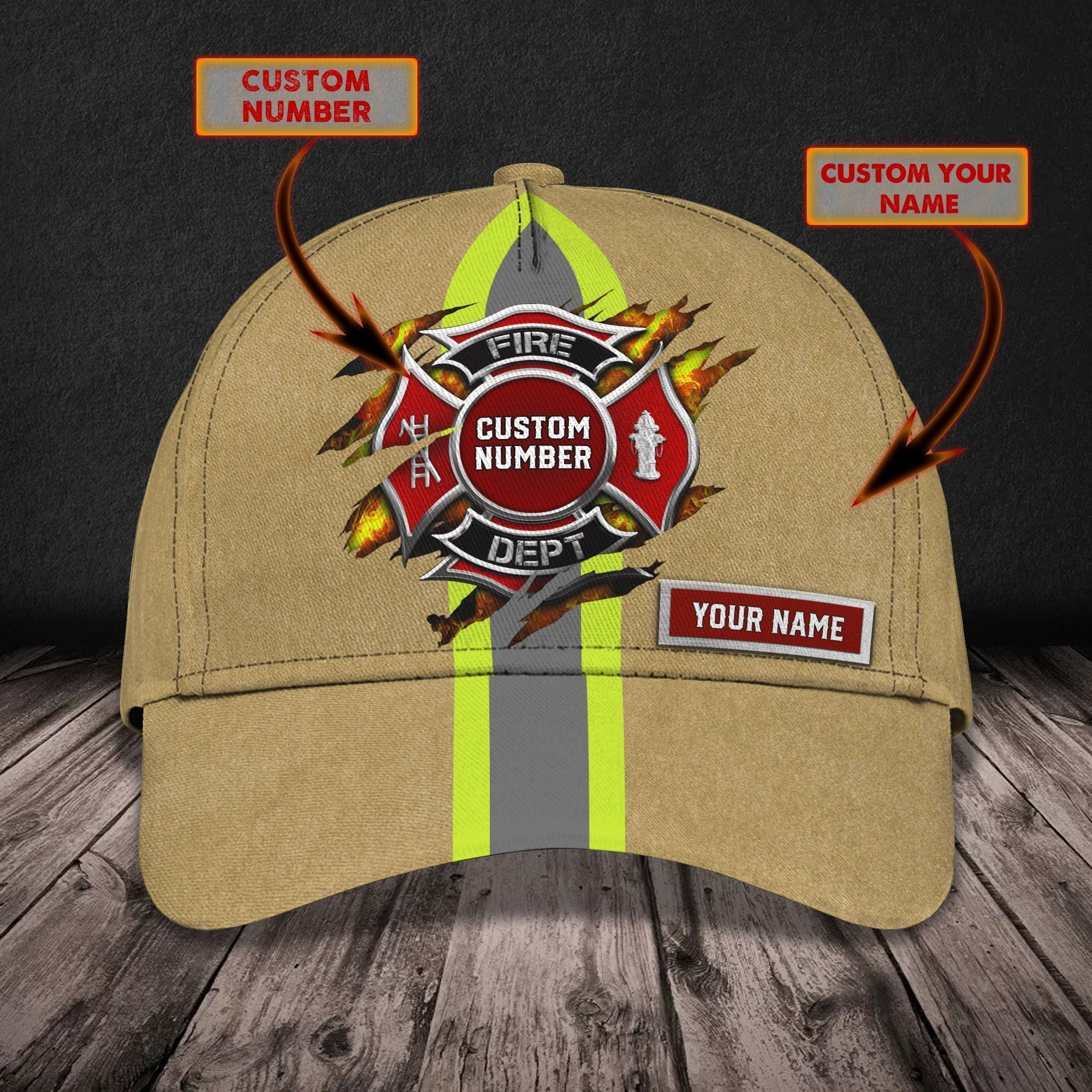 Adeenyc Custom Firefighter Cap - Personalized Name & Number Hat Hats Gifts for men & women Adeenyc.com