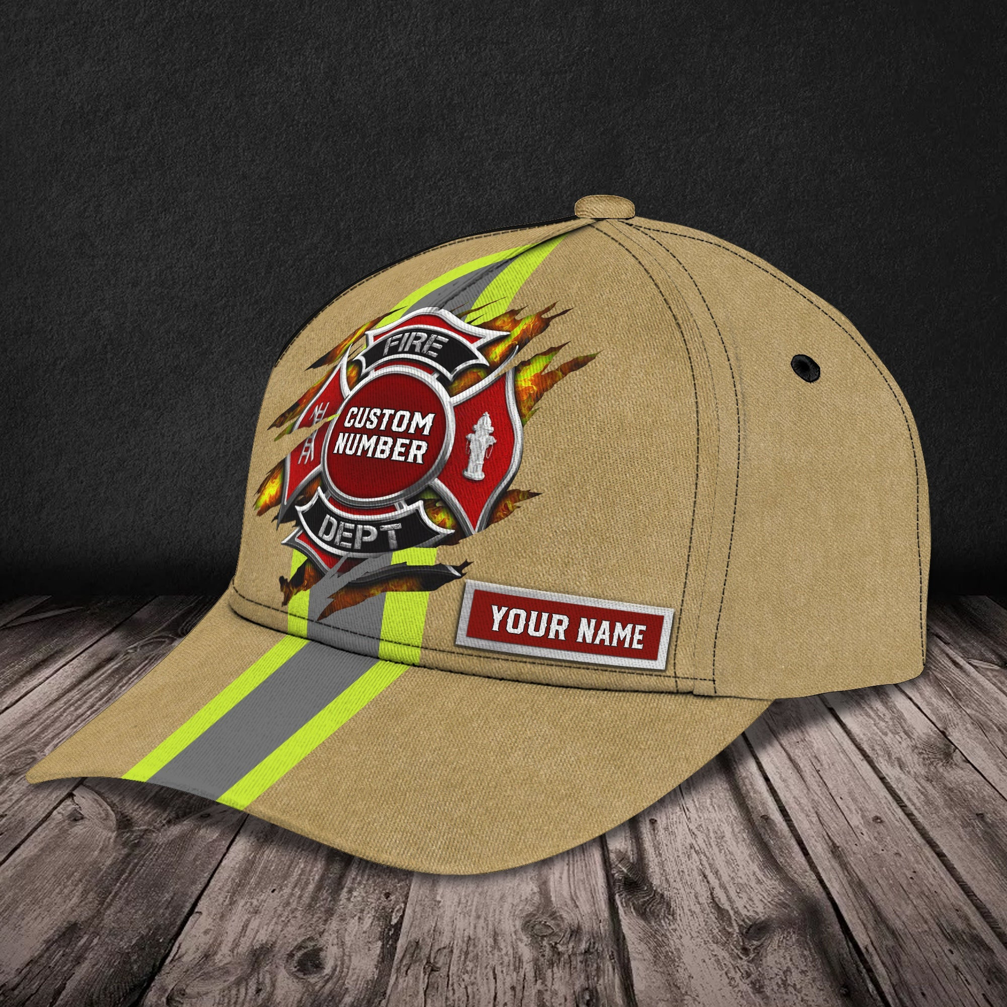 Adeenyc Custom Firefighter Cap - Personalized Name & Number Hat Hats Gifts for men & women Adeenyc.com