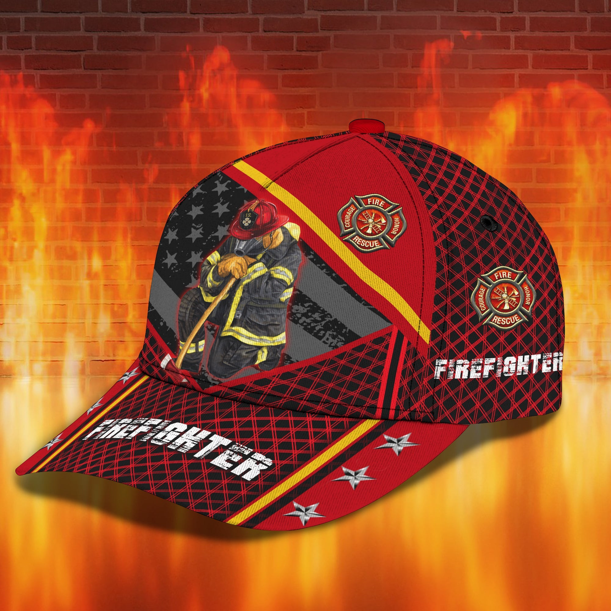 Adeenyc Custom Firefighter Cap - Personalized Name Hat Hats Gifts for men & women Adeenyc.com