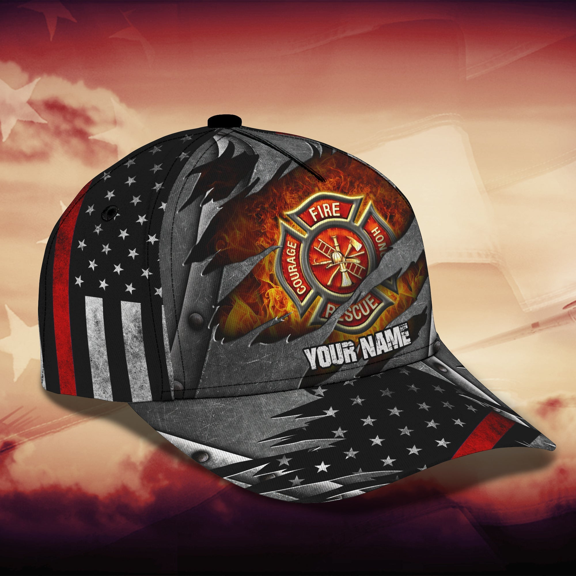 Adeenyc Custom Firefighter Cap - Personalized Name Hat Hats Gifts for men & women Adeenyc.com