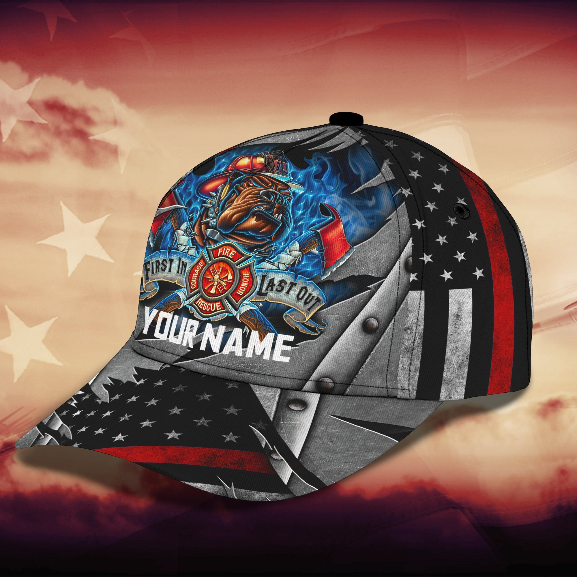 Adeenyc Custom Firefighter Classic Cap Baseball Cap Hat Hats Gifts for men & women Adeenyc.com