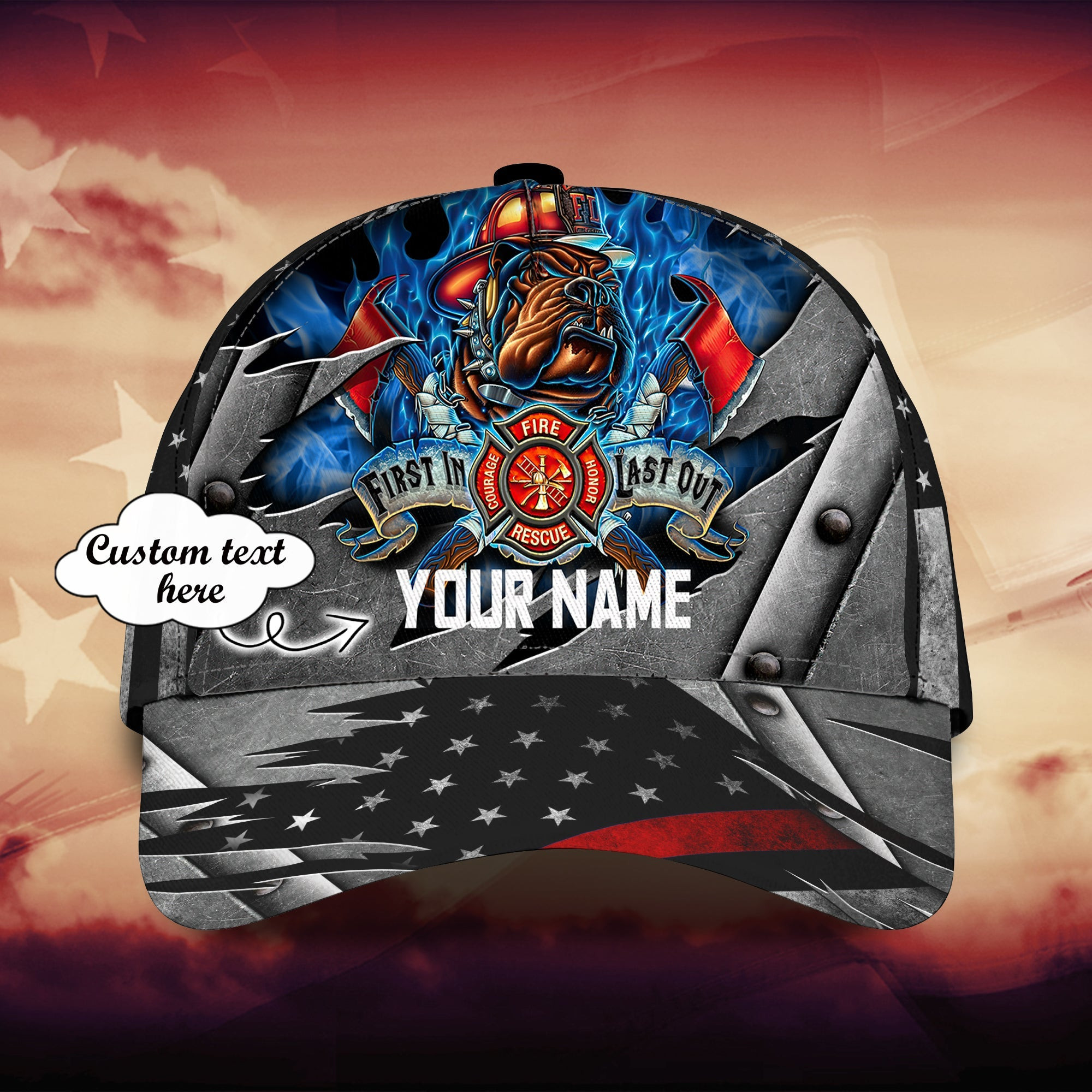 Adeenyc Custom Firefighter Classic Cap Baseball Cap Hat Hats Gifts for men & women Adeenyc.com