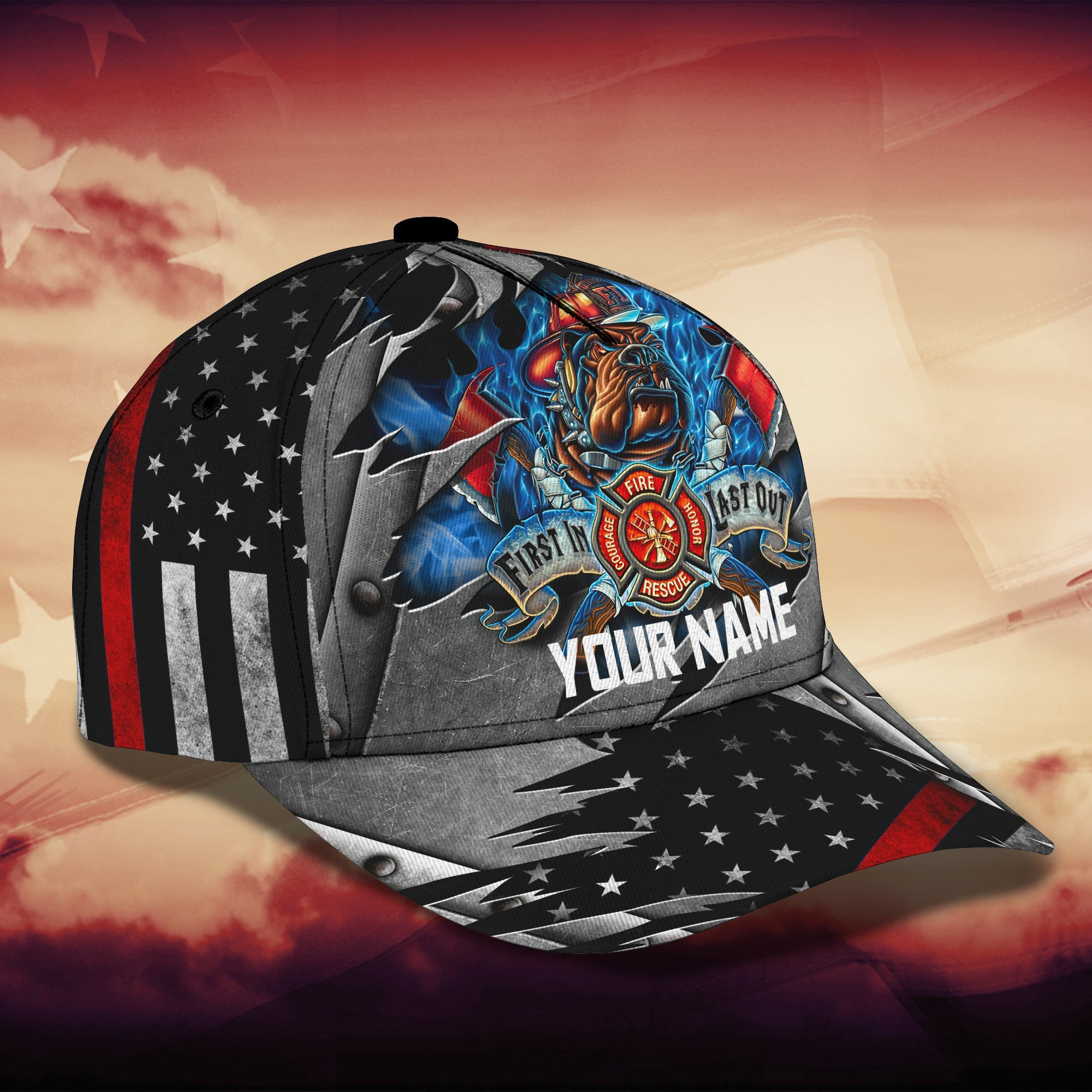 Adeenyc Custom Firefighter Classic Cap Baseball Cap Hat Hats Gifts for men & women Adeenyc.com