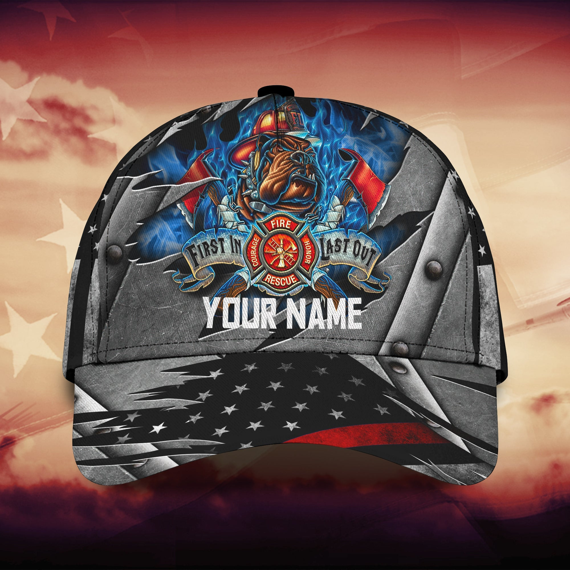 Adeenyc Custom Firefighter Classic Cap Baseball Cap Hat Hats Gifts for men & women Adeenyc.com