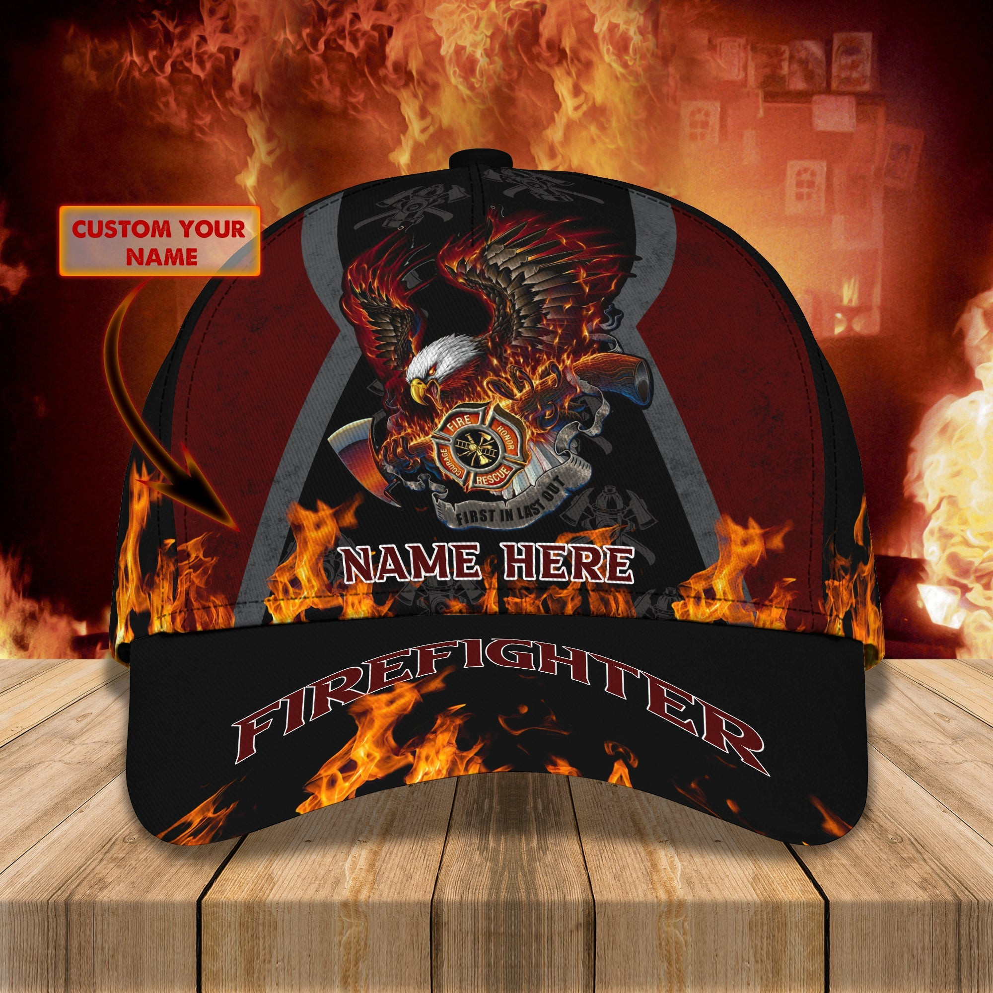 Adeenyc Custom Firefighter Personalized Classic Cap Baseball Cap Hat Hats Gifts for men & women Adeenyc.com