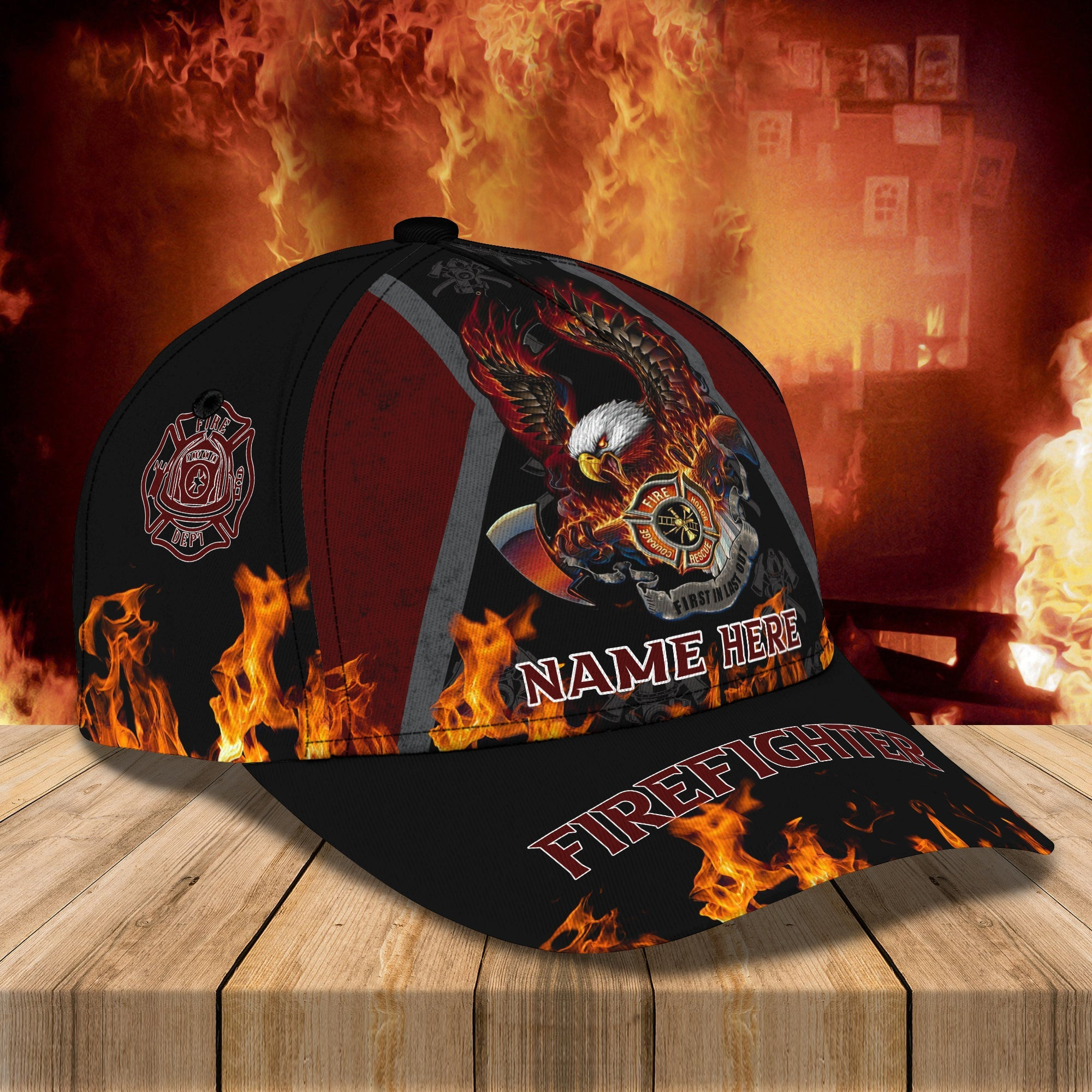 Adeenyc Custom Firefighter Personalized Classic Cap Baseball Cap Hat Hats Gifts for men & women Adeenyc.com