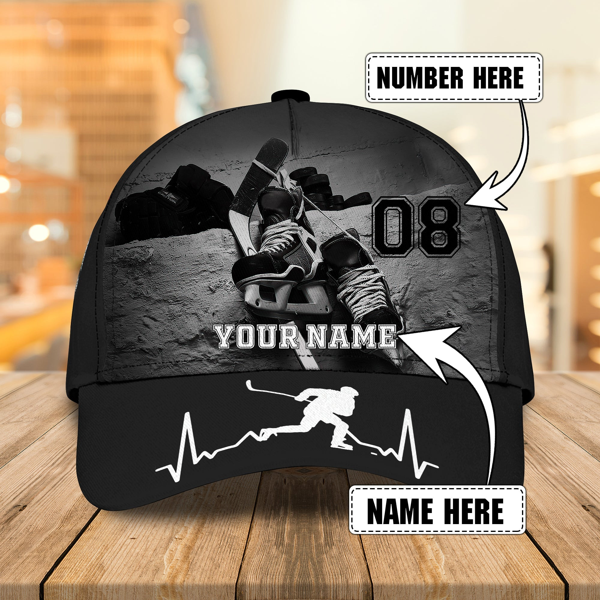 Adeenyc Custom Hockey Cap - Personalized Name Hat Hats Gifts for men & women Adeenyc.com