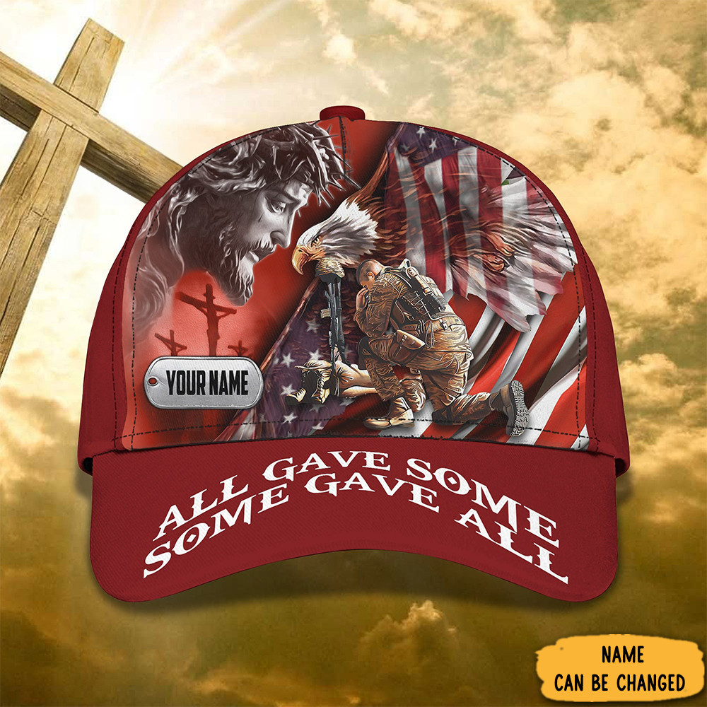 Adeenyc Custom Jesus Some Gave All All Gave Some Veteran Hat Faith Best Gifts For Veterans Day Trucker Hats Custom Hats Gifts For Men & Women