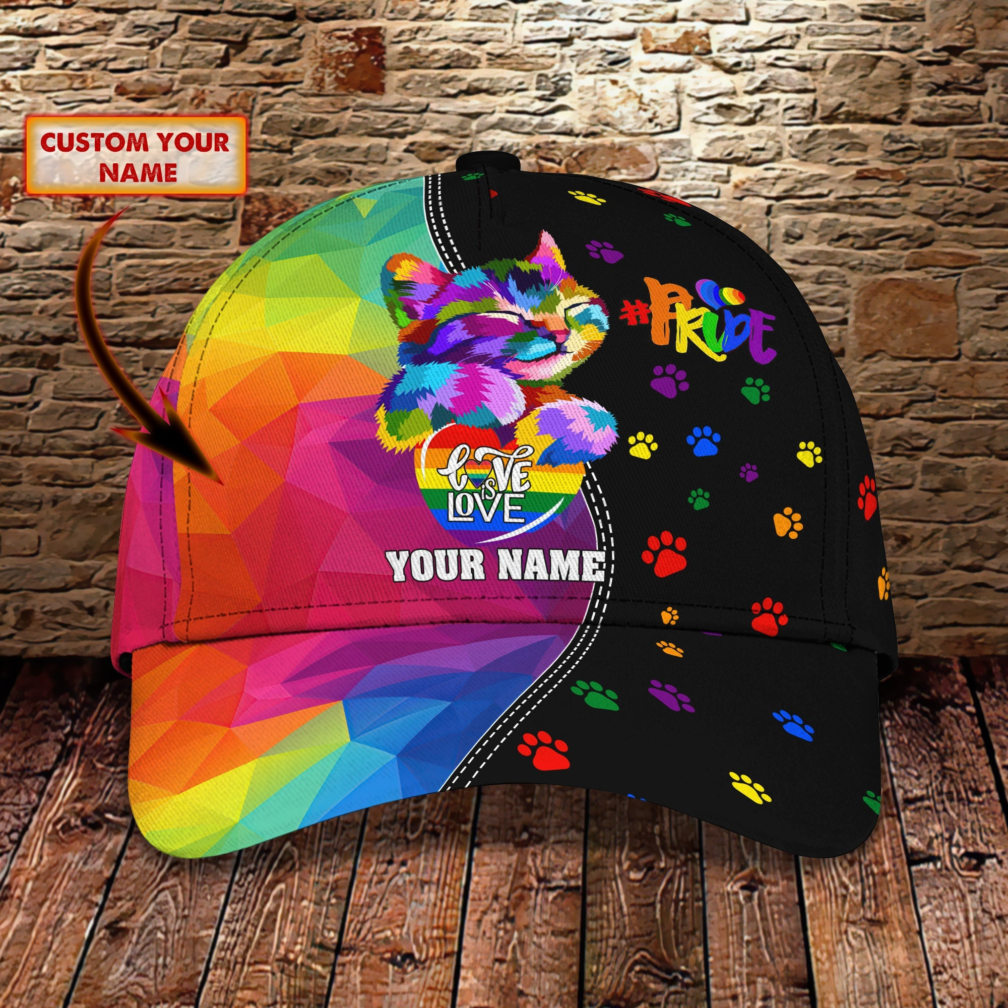 Adeenyc Custom Lgbt Personalized Classic Cap Baseball Cap Hat Hats Gifts for men & women Adeenyc.com