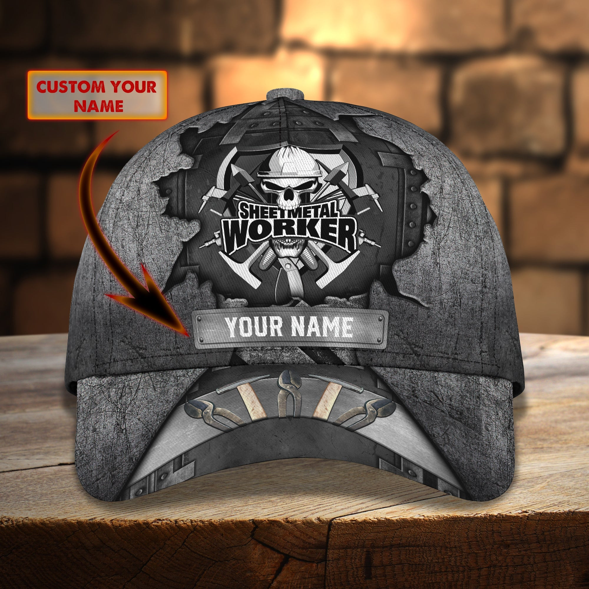 Adeenyc Custom Metal Worker Cap - Personalized Name Hats Gifts for men & women Adeenyc.com