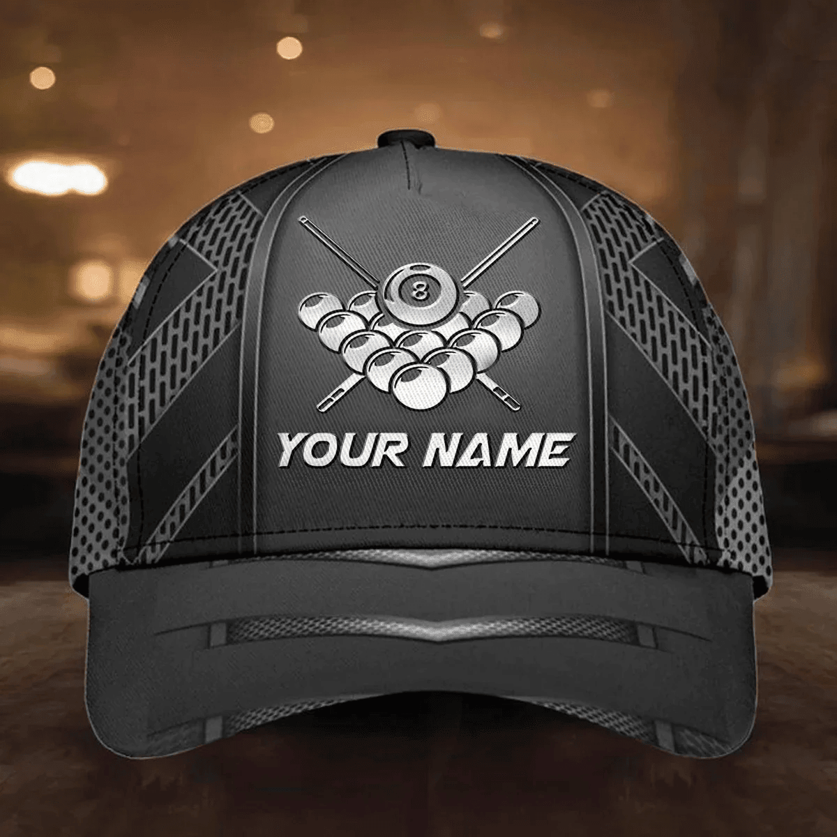 Adeenyc Custom Name 8 Ball and Cue Billiards Ball Classic Cap, Baseball Cap for Billiard Team, Billiard Hat Trucker Hats Custom Hats Gifts For Men & Women