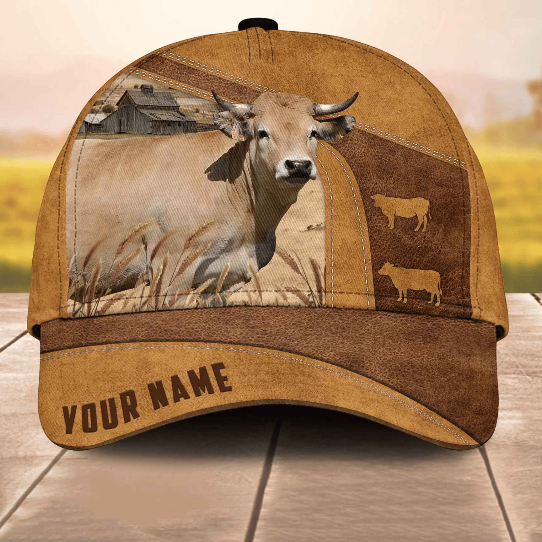 Adeenyc Custom Name Aubrac Cale 3D Cap 3D All Over Print Baseball Cap, Cap For Farm Lovers, Animal Cap, Leather Pattern Cap Trucker Hats Custom Hats Gifts For Men & Women