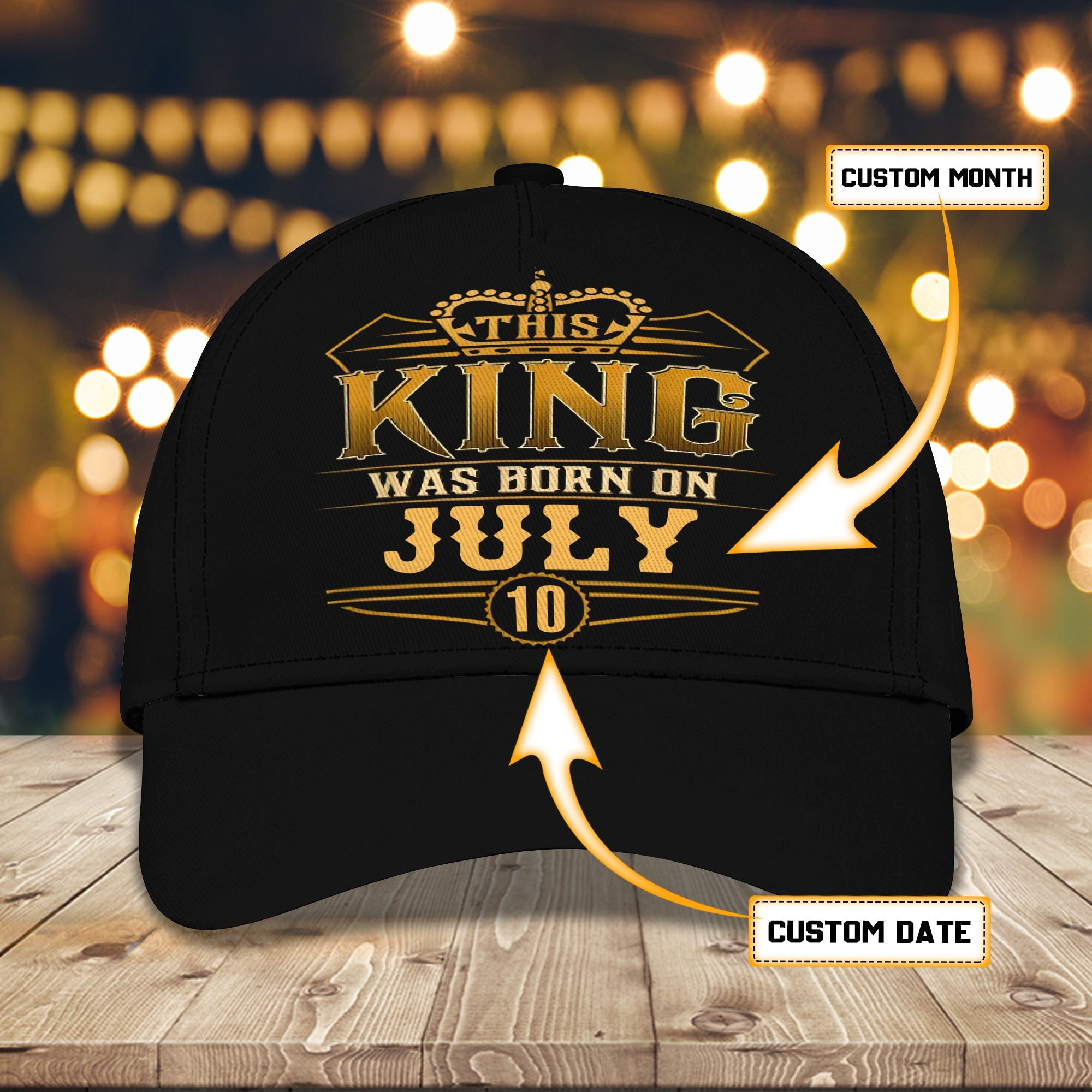 Adeenyc Custom Name Cap This King Was Born In July Personalized Hat Birthday Gift Hats Gifts for men & women Adeenyc.com