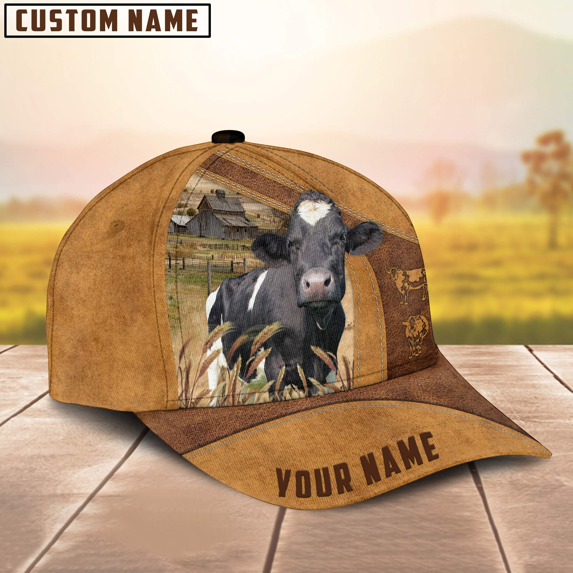Adeenyc Custom Name Holstein Cattle Cap, Cattle Hat, Farm Baseball Hat, Cap Hat For Farmer Farm Lover Trucker Hats Custom Hats Gifts For Men & Women