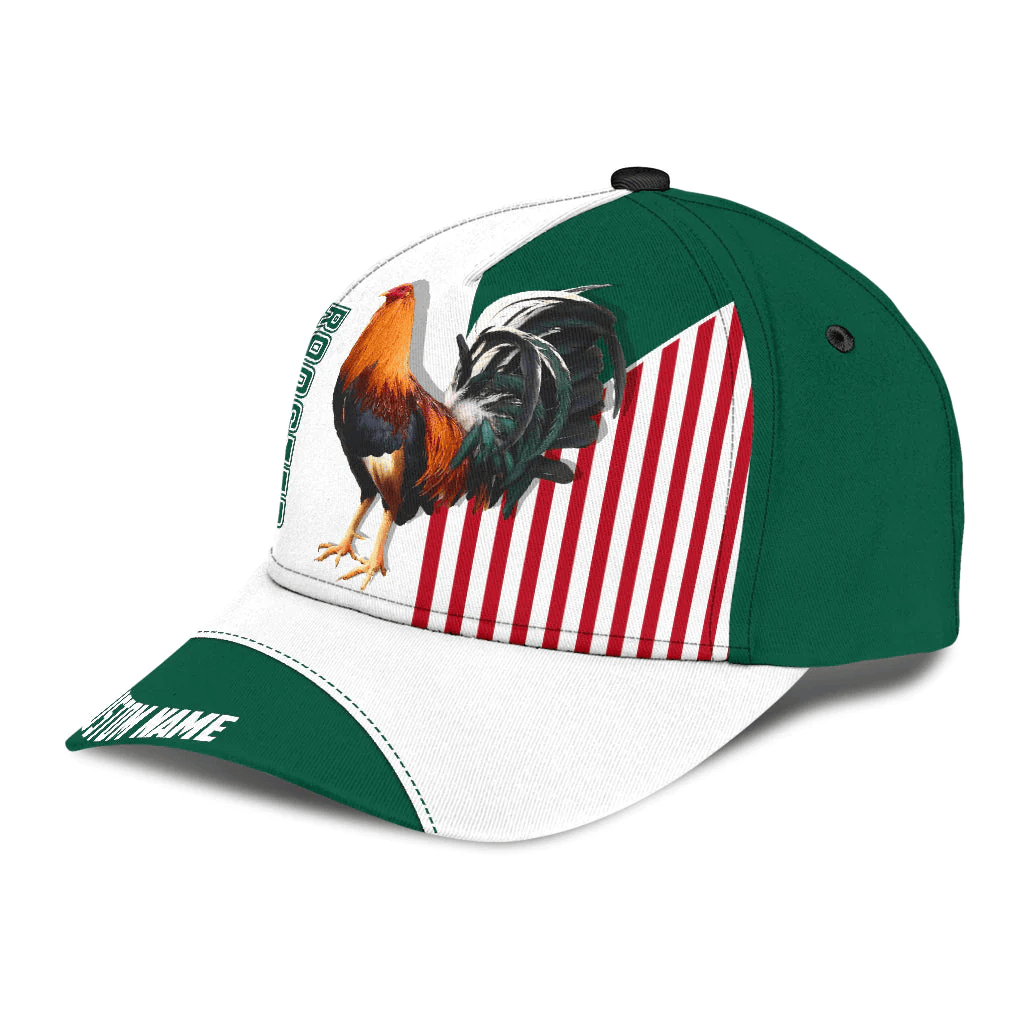 Adeenyc Custom Name Rooster Mexico All Over Printed Baseball Cap Hat Classic Cap For Chicken Lover Trucker Hats Custom Hats Gifts For Men & Women